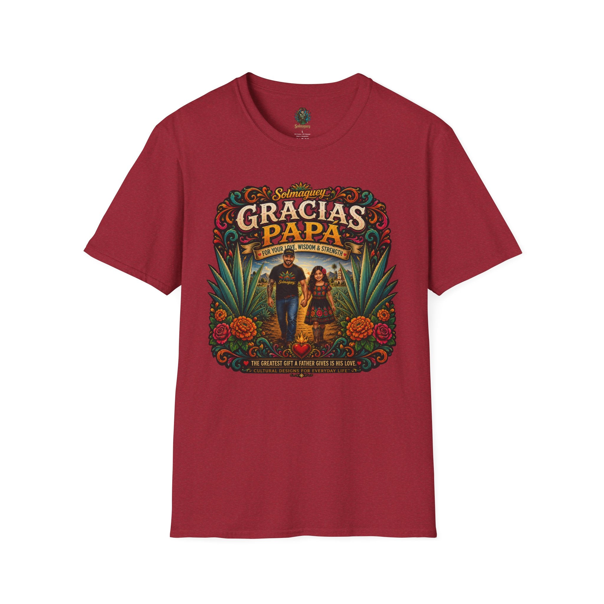 Gracias Papá Shirt, Mexican Dad Gift, Father Daughter Shirt, Latino Father Gift, Hispanic Family Tee, Father's Day Gift for Papa, Mexican Folk Art Shirt