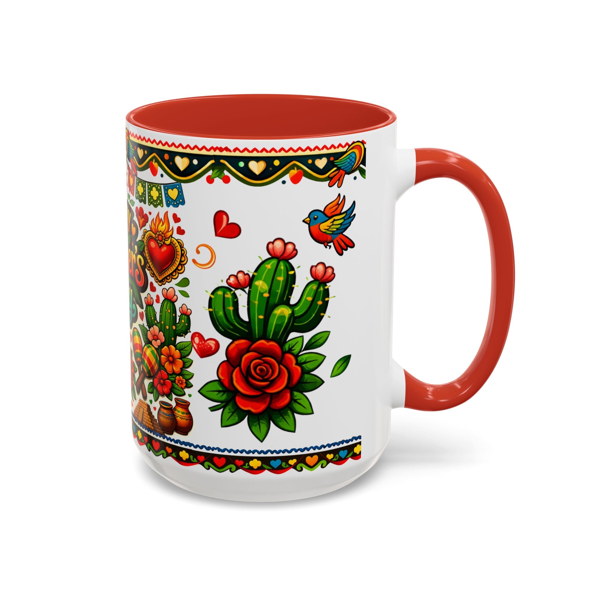 Happy Mother's Day Accent Coffee Mug – Colorful Mexican Folk Art Design