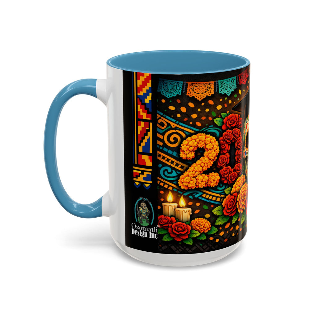 Day of the Dead Graduation Skull Accent Coffee Mug — Class of '26 Cappuccino Cup