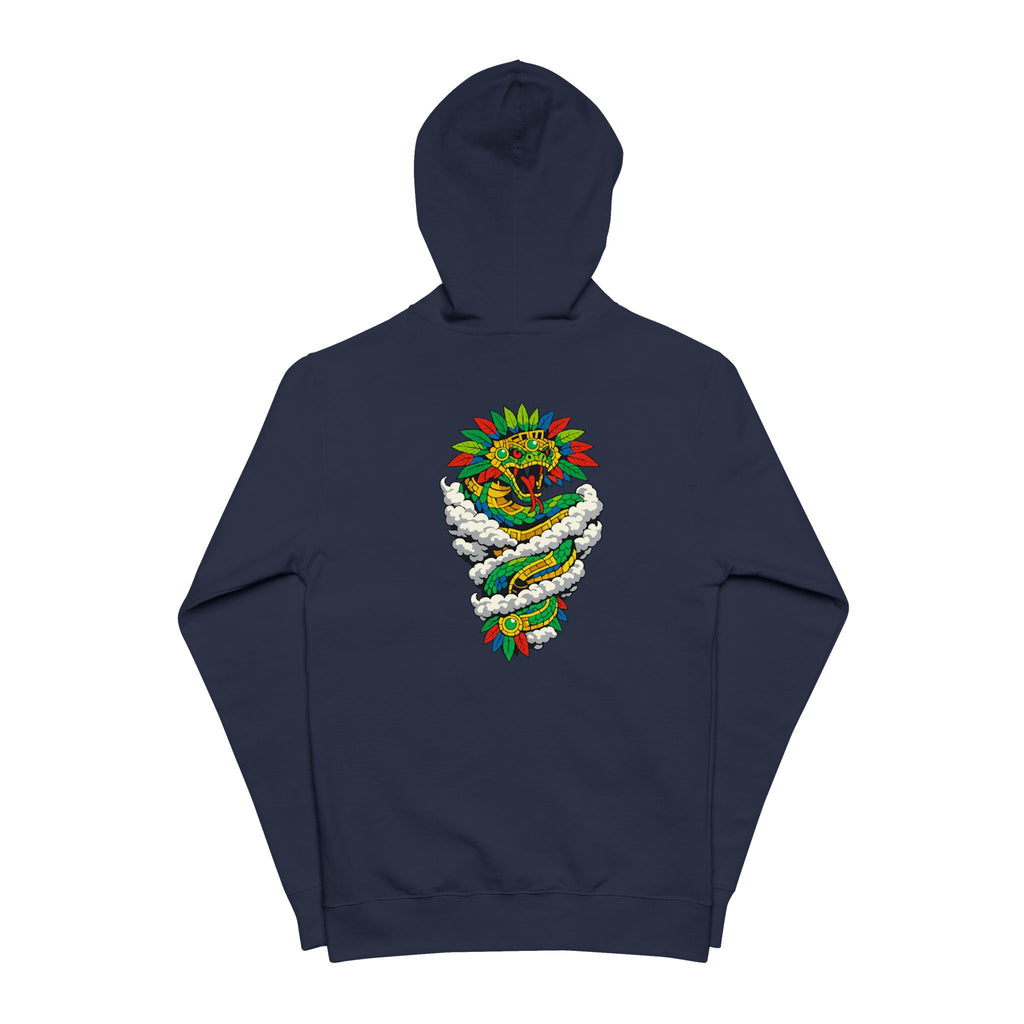 Quetzalcoatl Aztec Zip-Up Hoodie — Colorful Serpent & Calendar Design