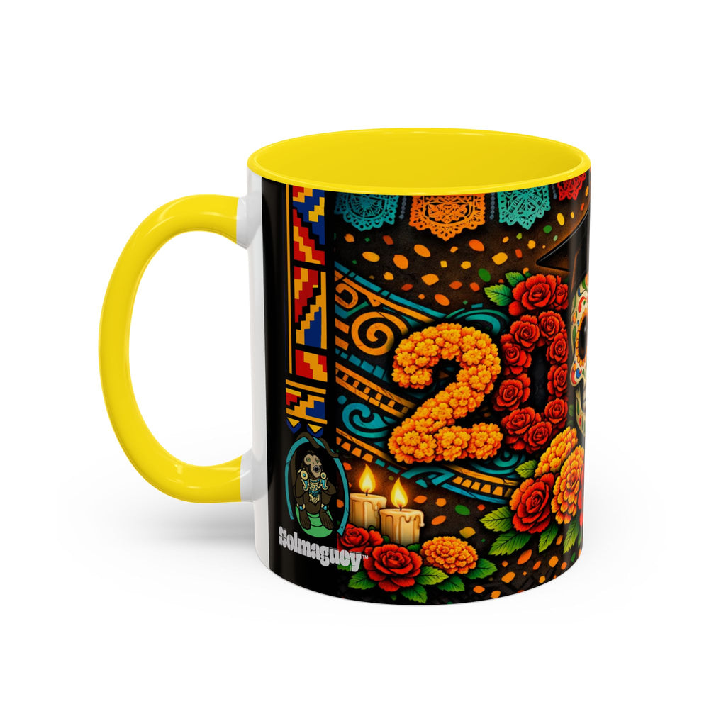 Day of the Dead Graduation Skull Accent Coffee Mug — Class of '26 Cappuccino Cup