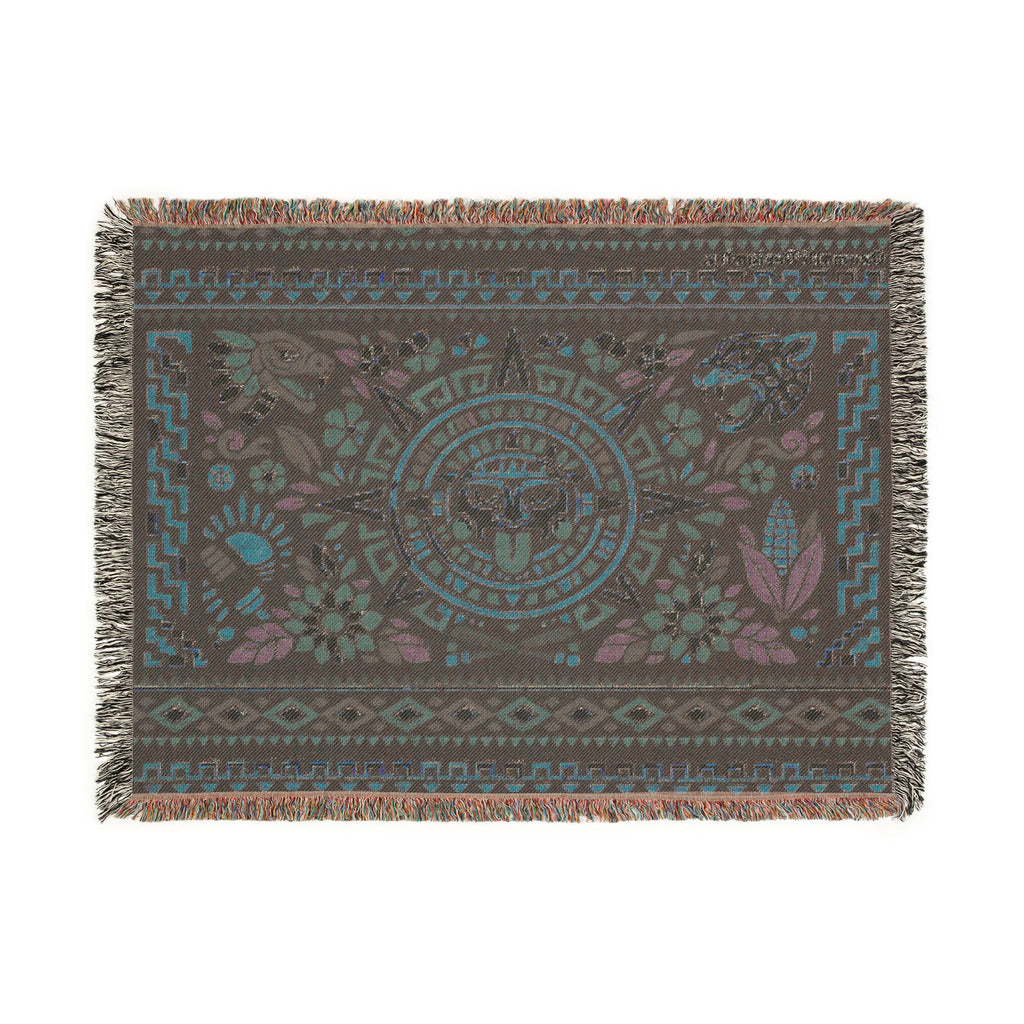 Aztec Sun Mosaic Woven Blanket — Southwestern Tapestry Throw