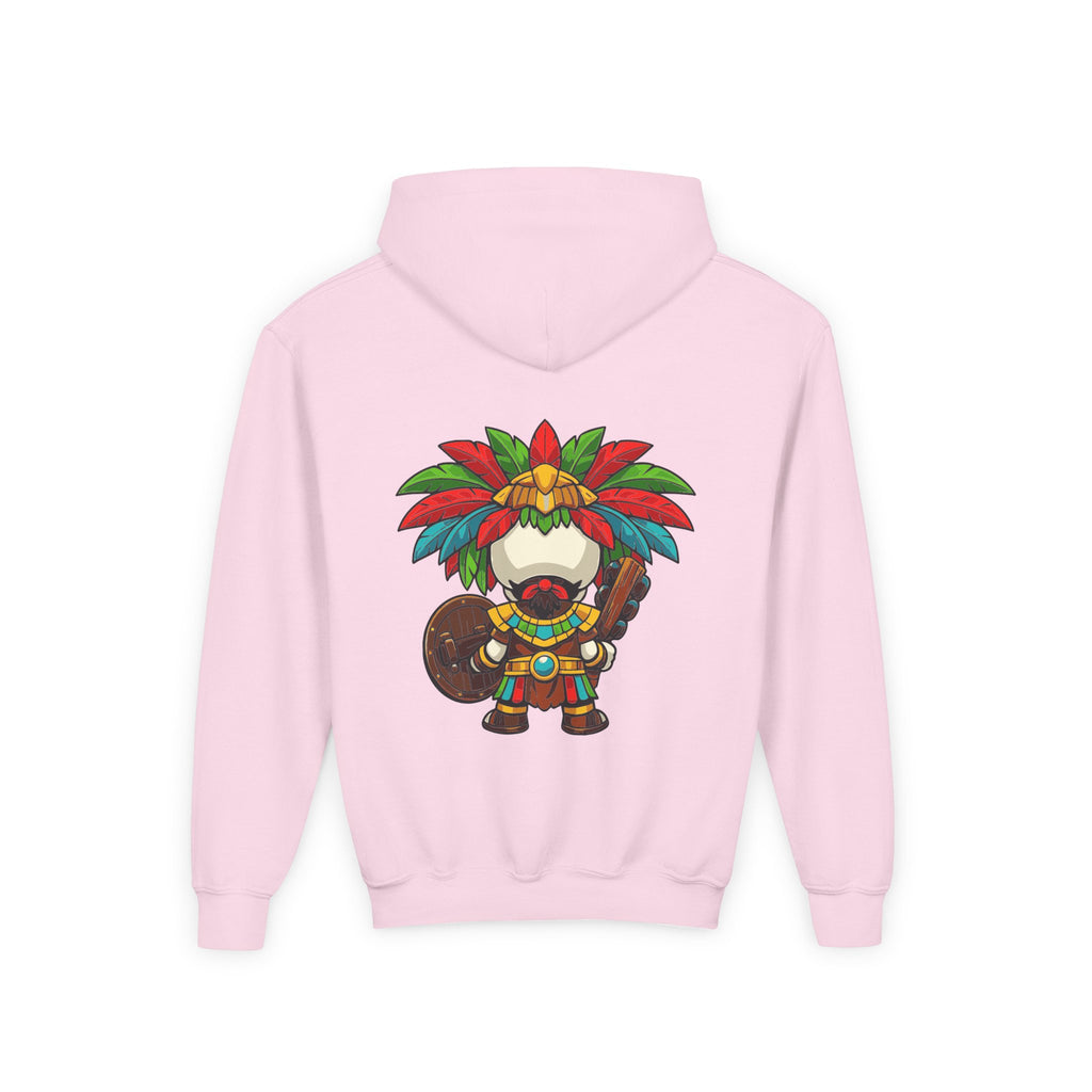 Youth Hoodie — Colorful Aztec Sugar Skull & Warrior Kids Pullover