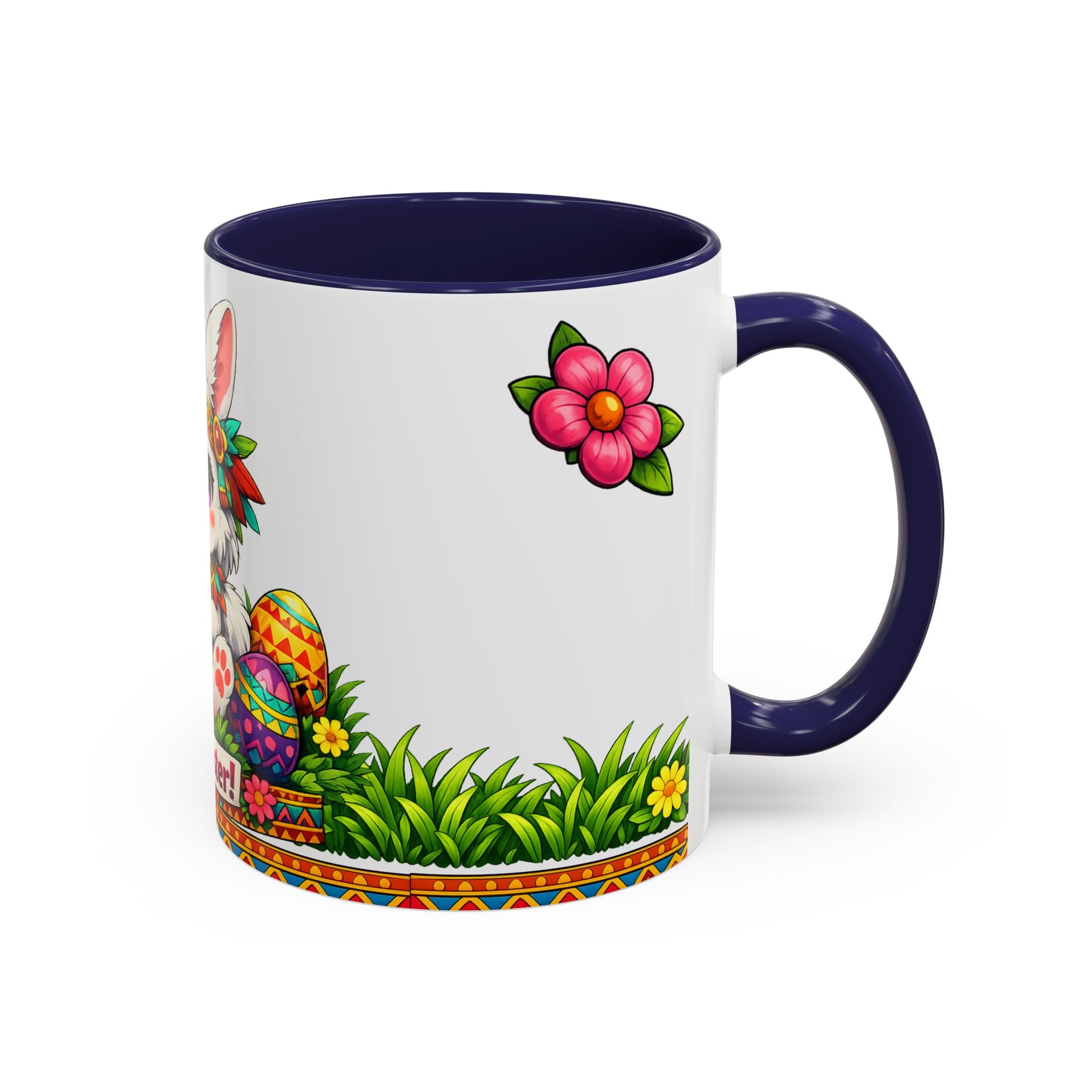 Cute Easter Bunny with Decorated Eggs Mug-Accent Coffee Mug EU