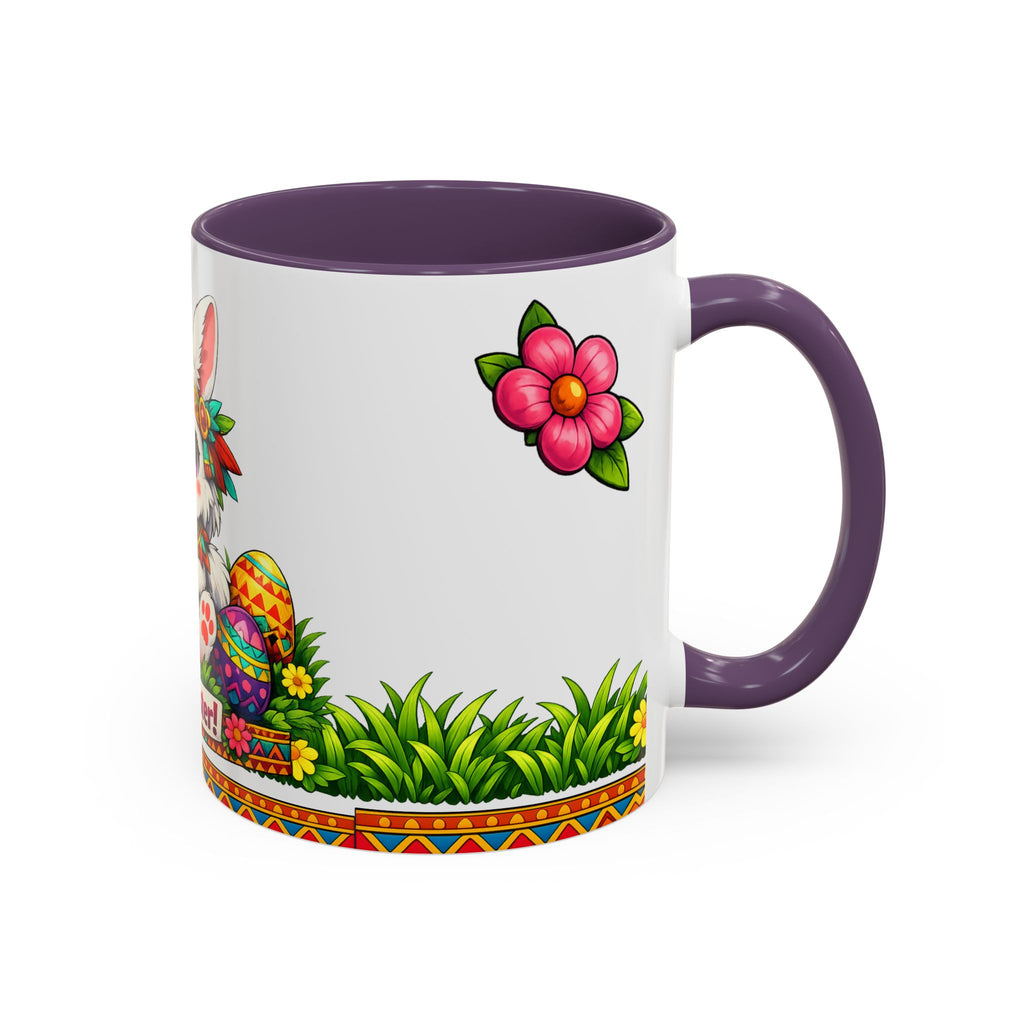 Cute Easter Bunny with Colorful Eggs Mug Accent Coffee Mug