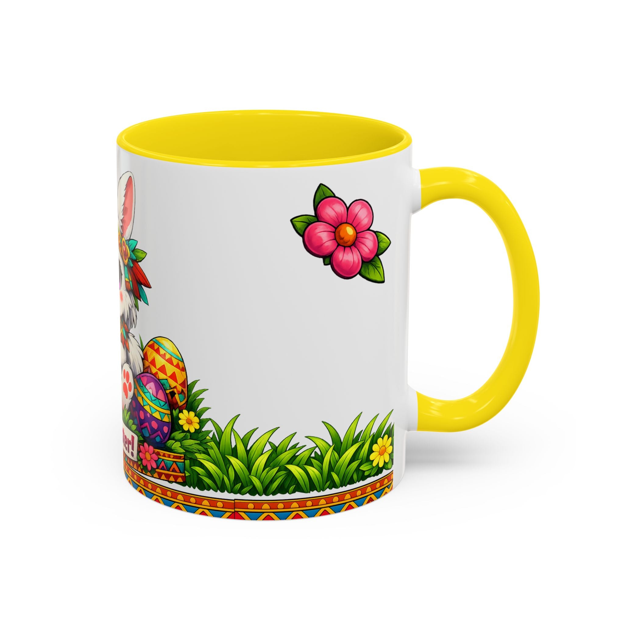 Cute Easter Bunny with Colorful Eggs Mug Accent Coffee Mug EU