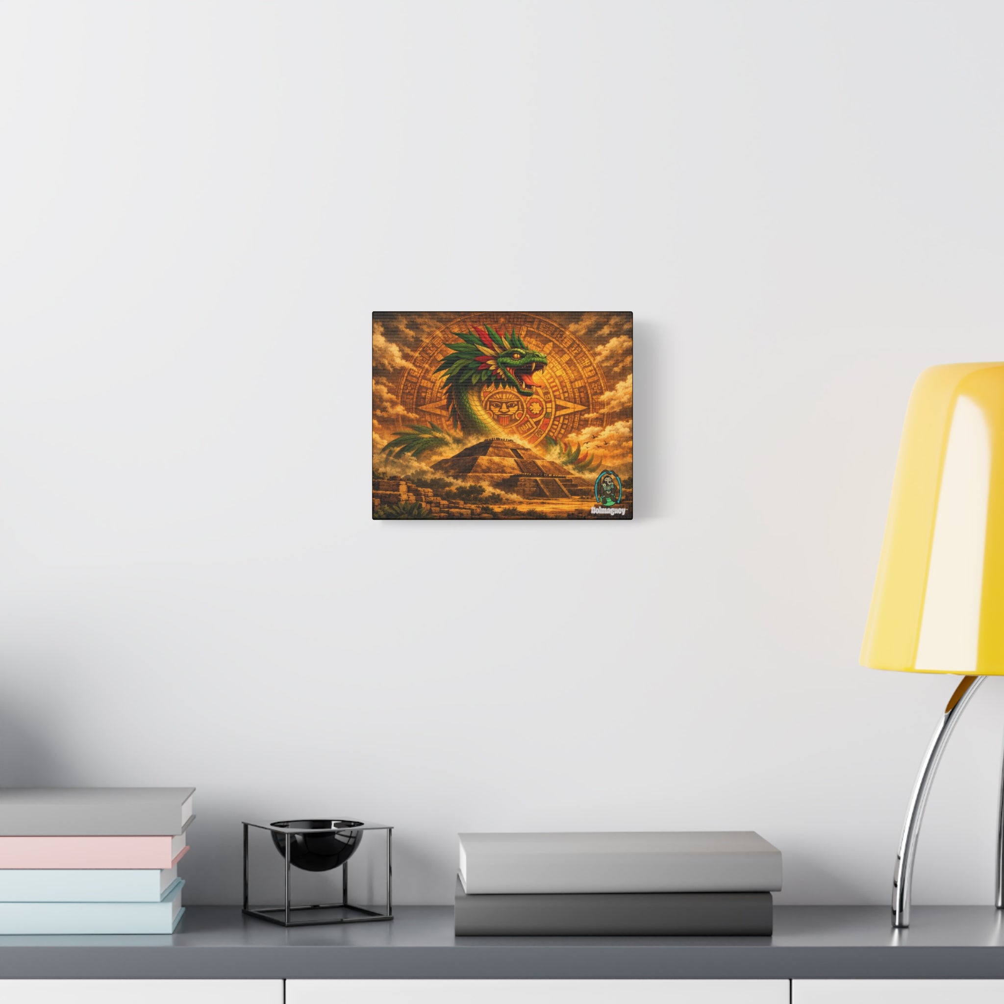 Quetzalcoatl Pyramid Canvas Wall Art – Mythic Aztec Serpent Print