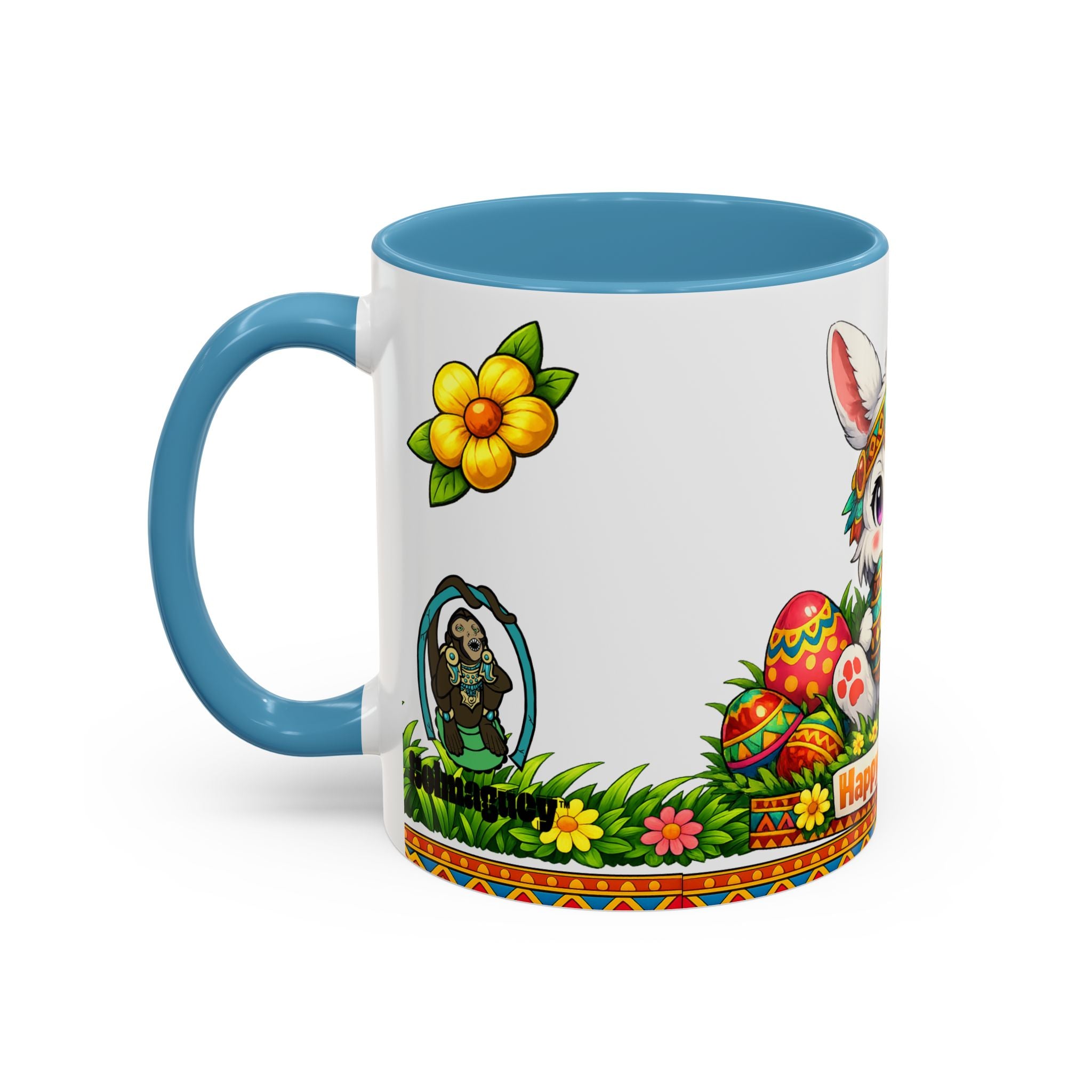 Cute Easter Bunny with Colorful Eggs Mug Accent Coffee Mug EU