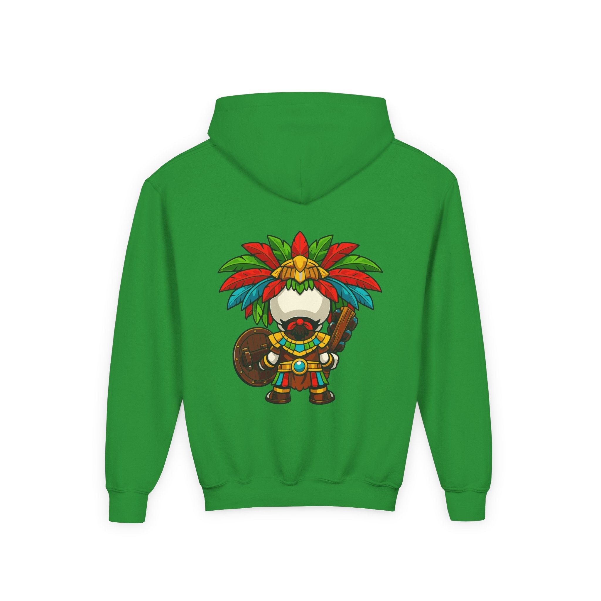 Youth Hoodie — Colorful Aztec Sugar Skull & Warrior Kids Pullover