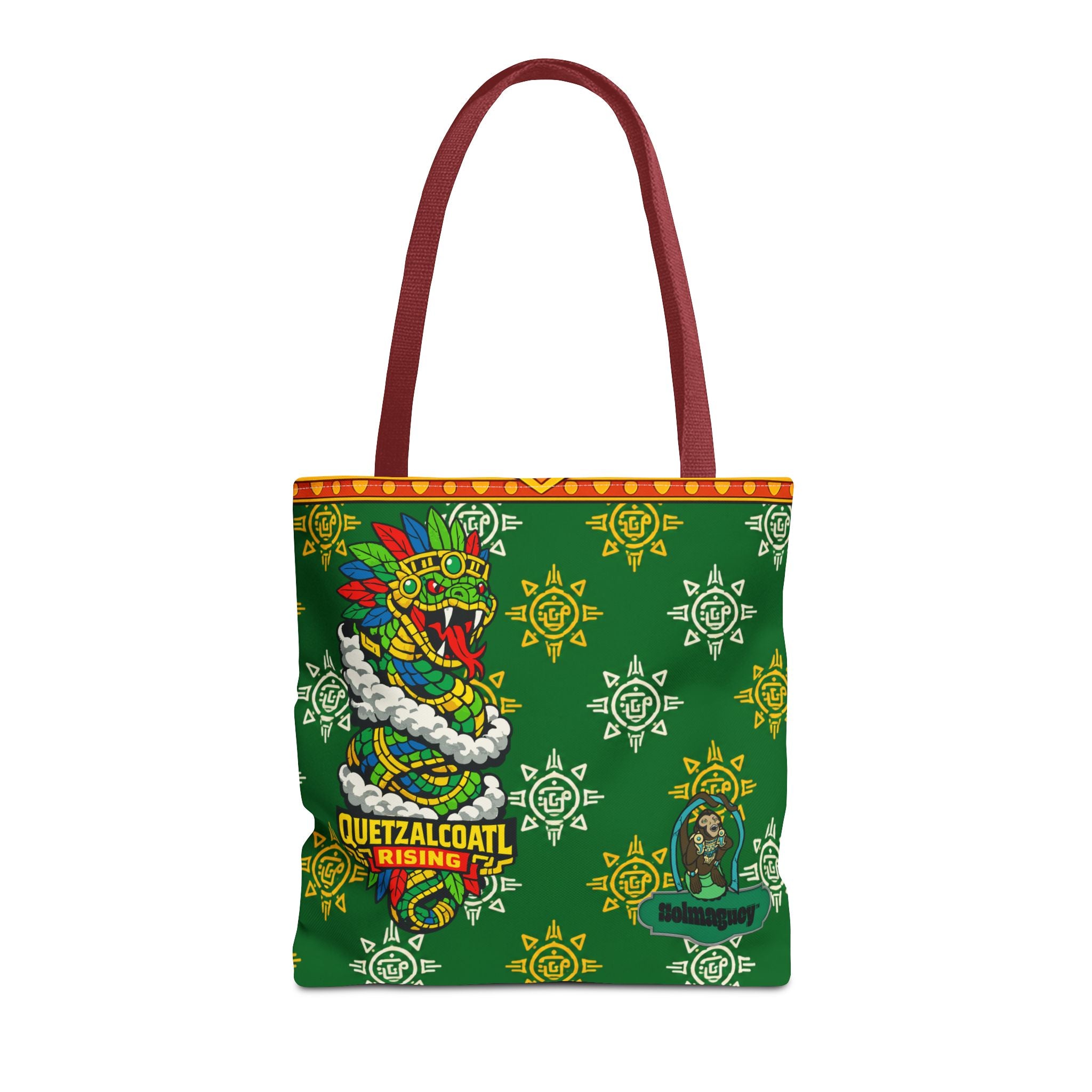 Quetzalcoatl Rising Tote Bag — Aztec Feathered Serpent All-Over Print