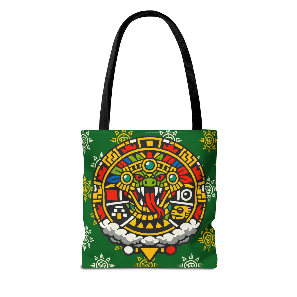 Quetzalcoatl Rising Tote Bag — Aztec Feathered Serpent All-Over Print