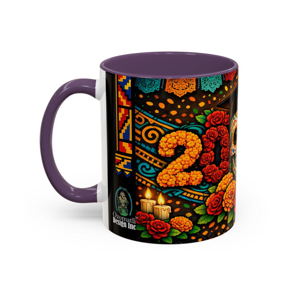 Day of the Dead Graduation Skull Accent Coffee Mug — Class of '26 Cappuccino Cup