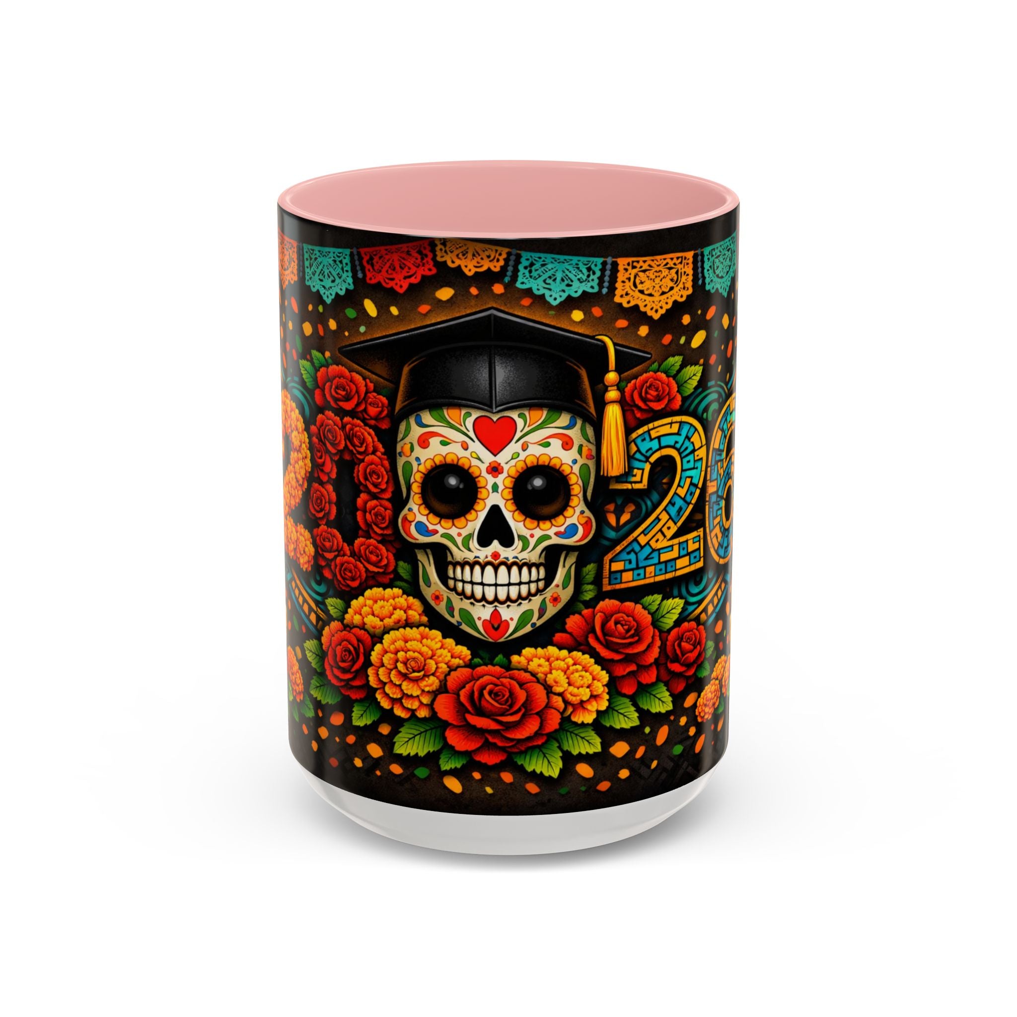 Day of the Dead Graduation Skull Accent Coffee Mug — Class of '26 Cappuccino Cup