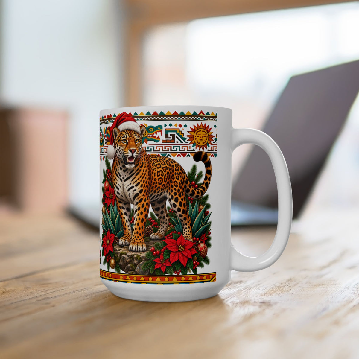 Jaguar Navideño™ Christmas Ceramic Mug | Festive Jaguar Coffee Cup | Solmaguey™