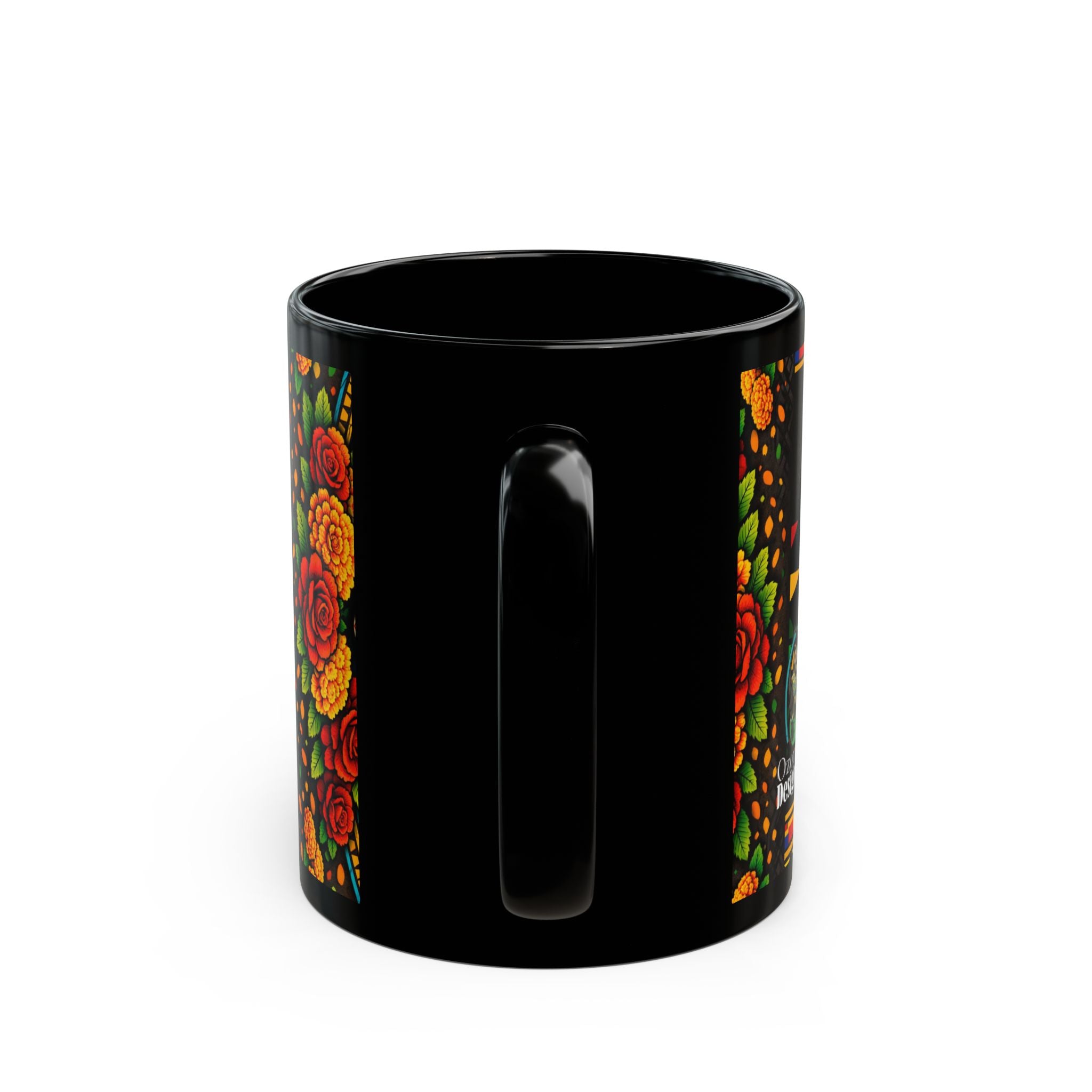 Happy Mother's Day Mexican Fiesta Mug — Colorful Floral & Sombrero Design (Black 11oz/15oz)