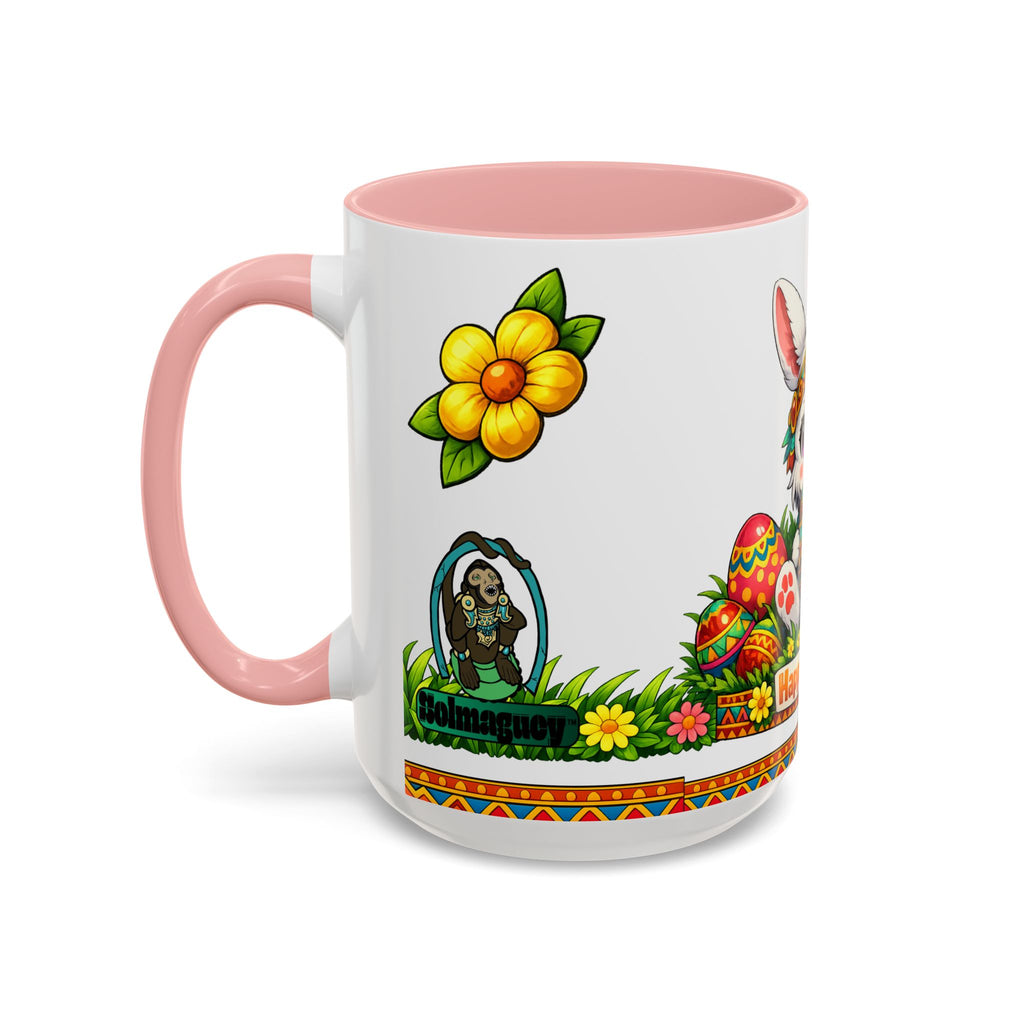 Cute Easter Bunny with Colorful Eggs Mug Accent Coffee Mug