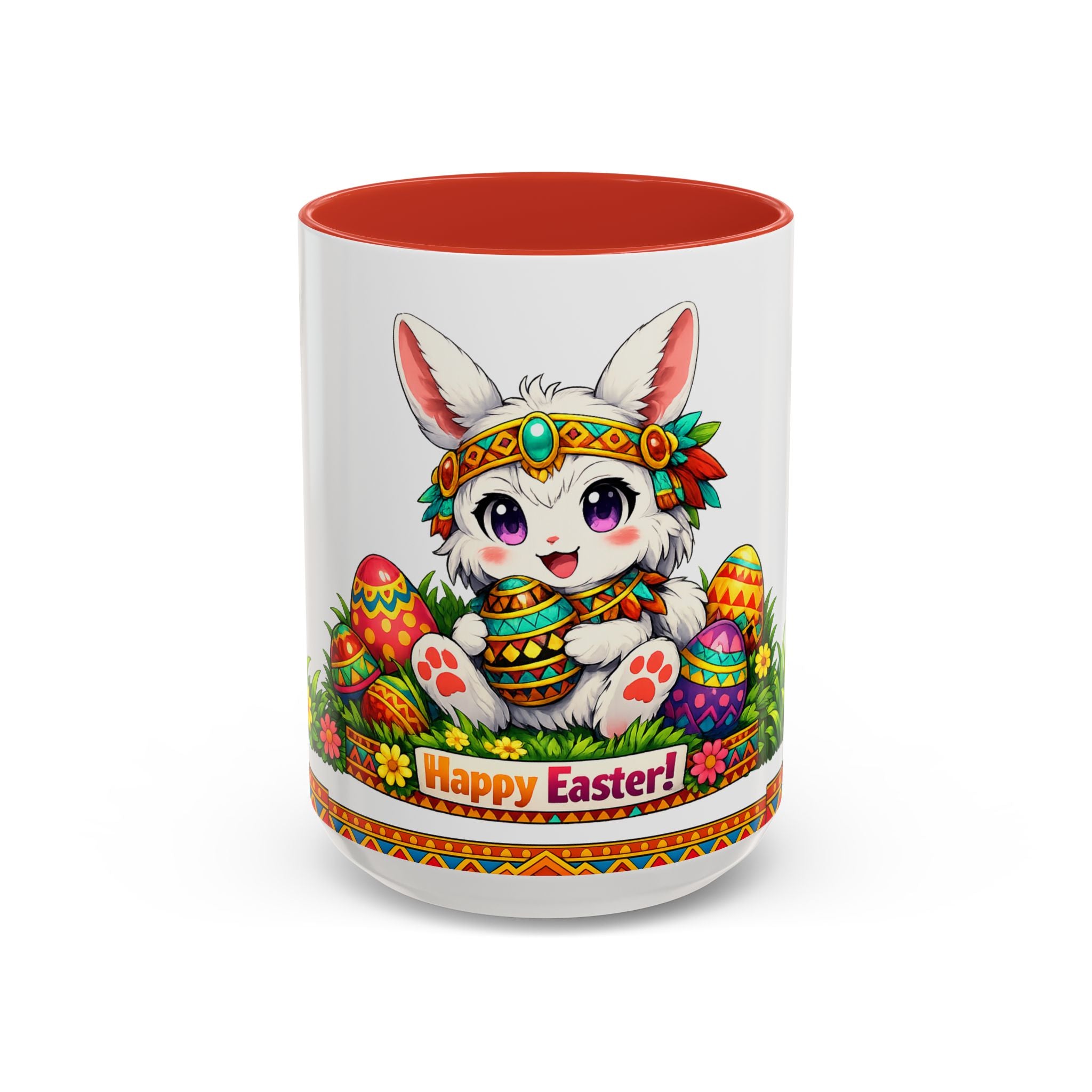 Cute Easter Bunny with Colorful Eggs Mug Accent Coffee Mug