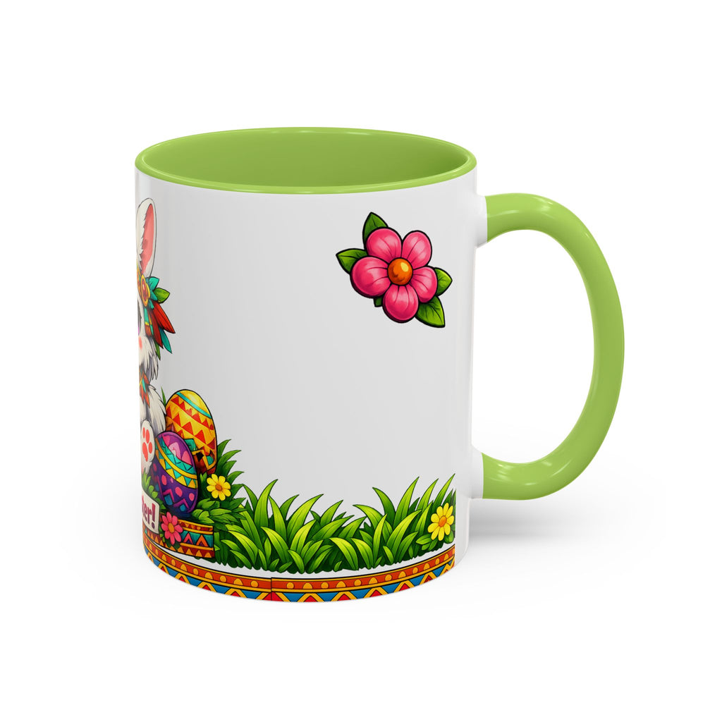 Cute Easter Bunny with Colorful Eggs Mug Accent Coffee Mug EU
