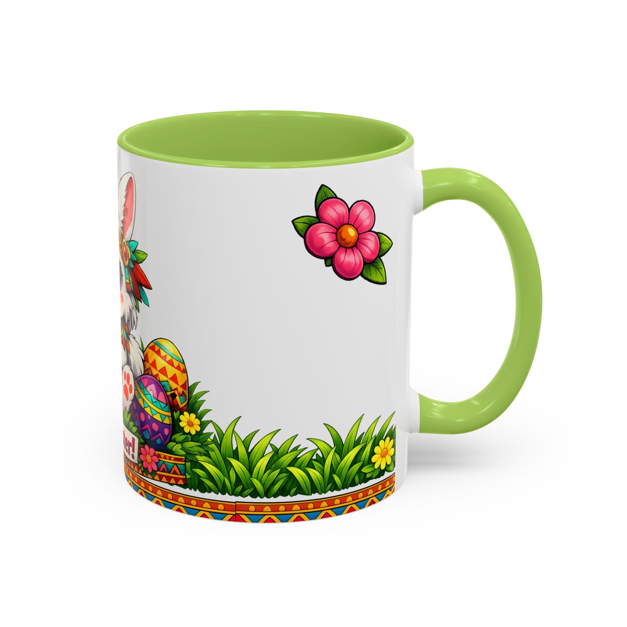 Cute Easter Bunny with Colorful Eggs Mug Accent Coffee Mug EU