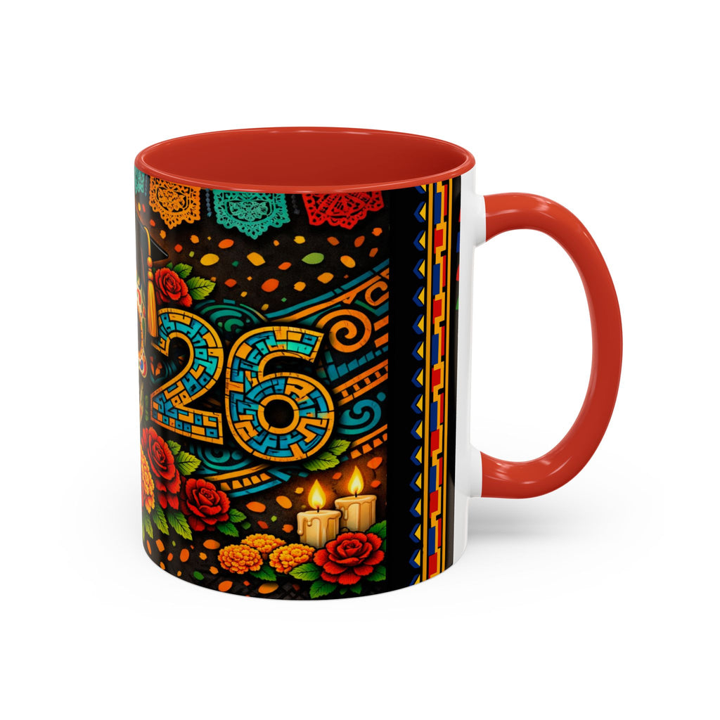Day of the Dead Graduation Skull Accent Coffee Mug — Class of '26 Cappuccino Cup