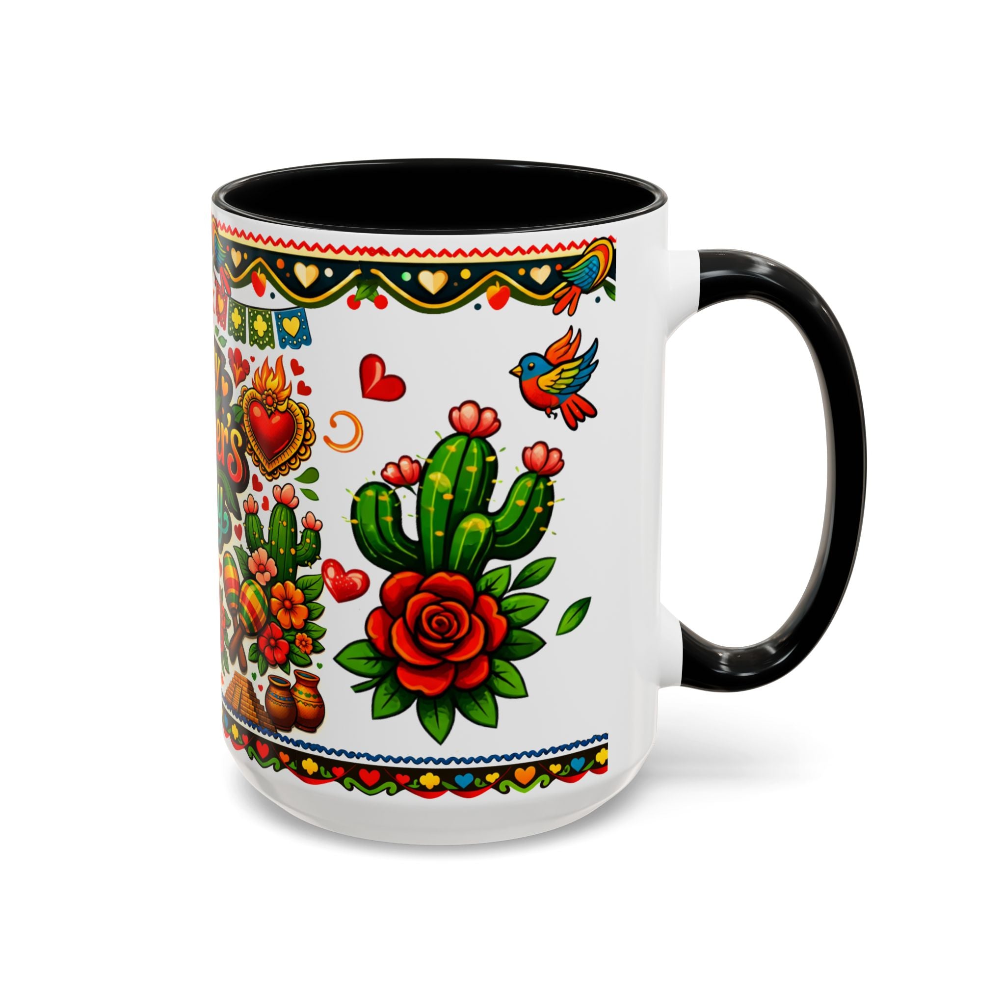 Happy Mother's Day Accent Coffee Mug – Colorful Mexican Folk Art Design