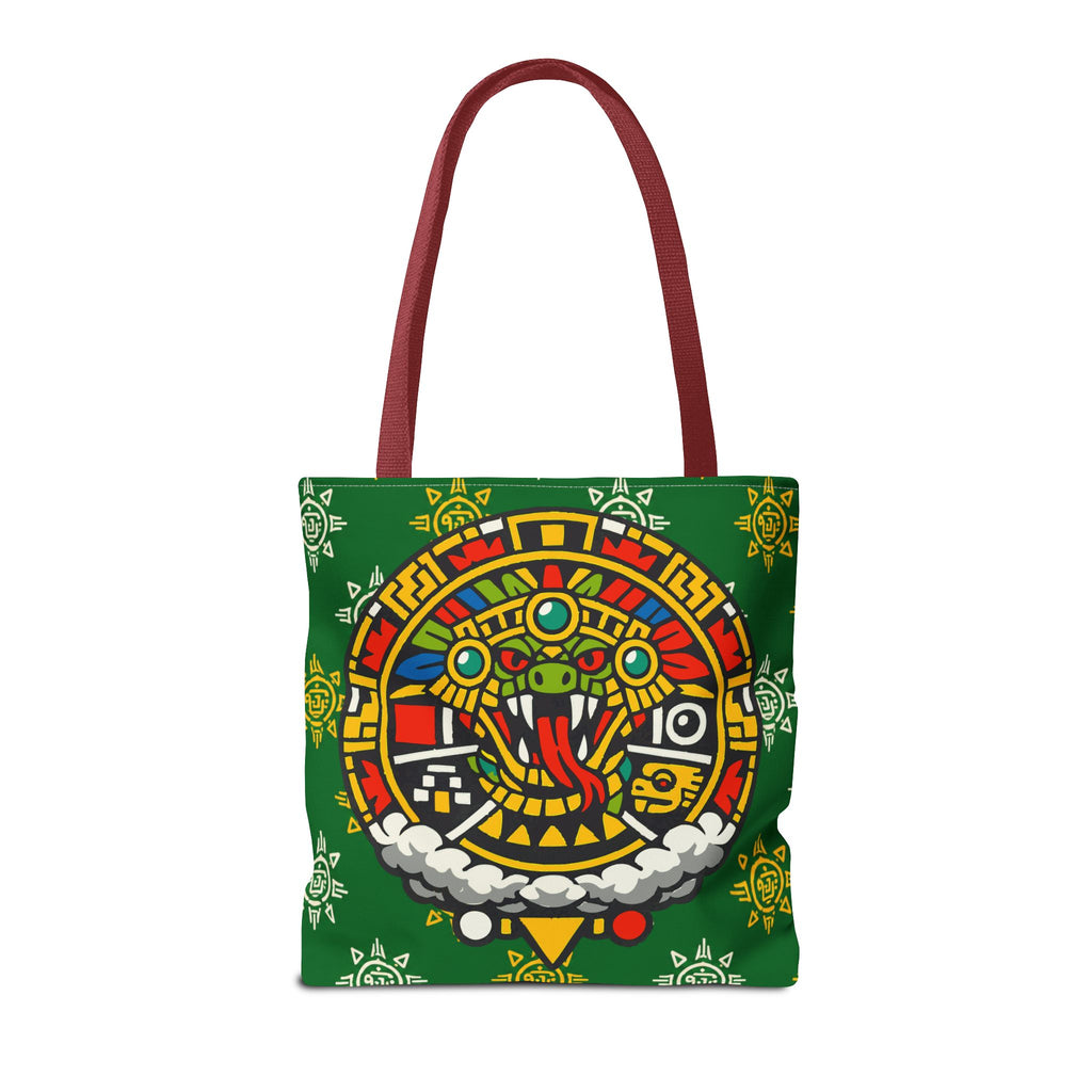 Quetzalcoatl Rising Tote Bag — Aztec Feathered Serpent All-Over Print