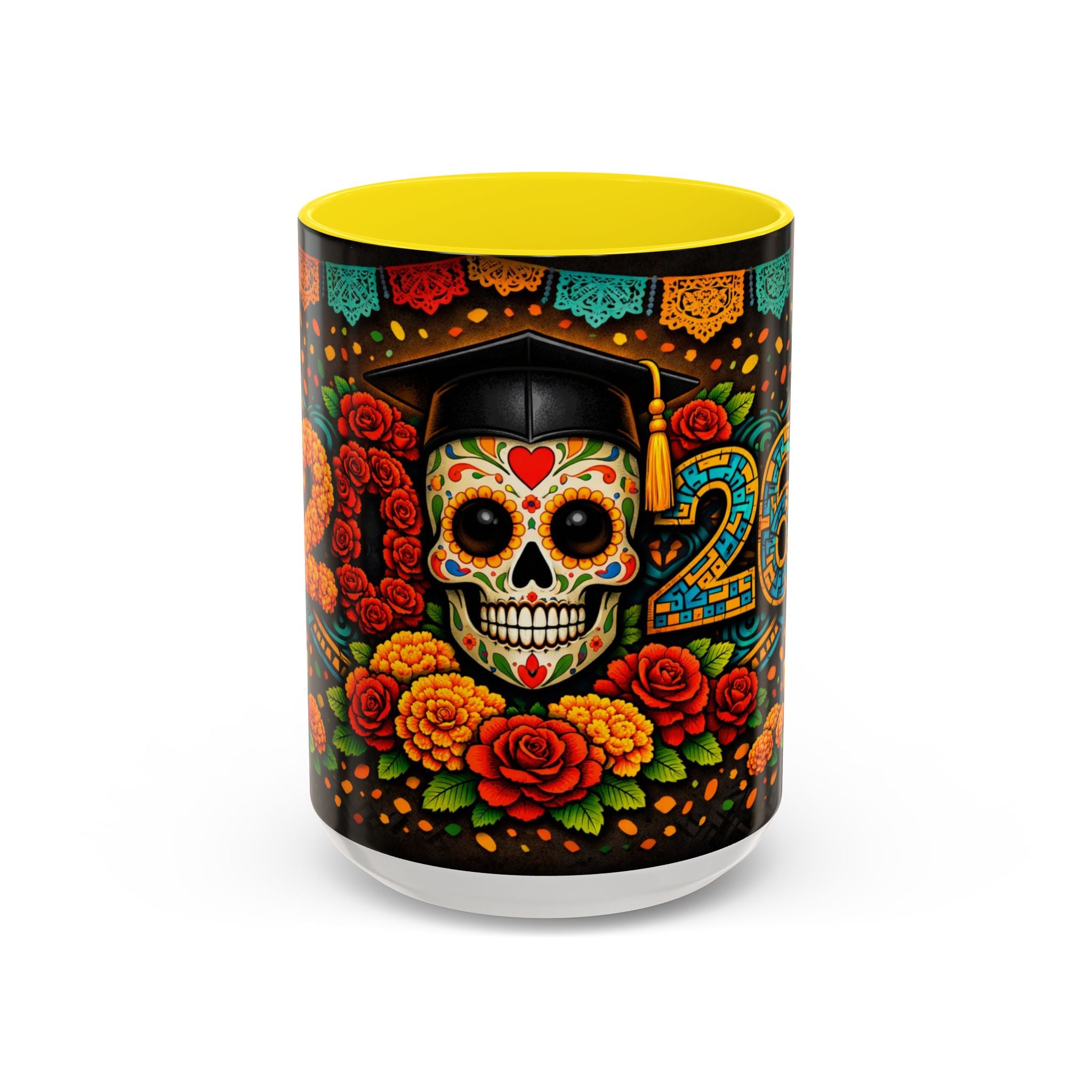 Day of the Dead Graduation Skull Accent Coffee Mug — Class of '26 Cappuccino Cup