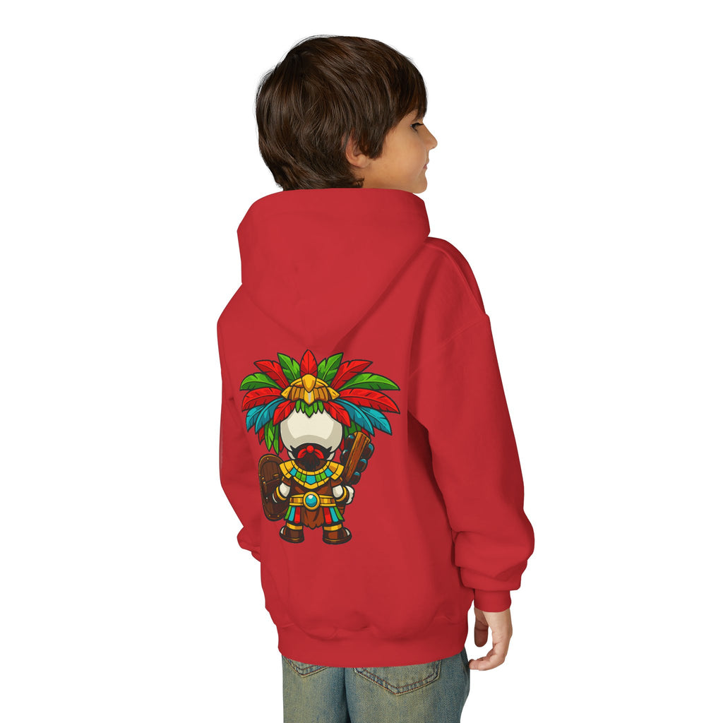 Youth Hoodie — Colorful Aztec Sugar Skull & Warrior Kids Pullover