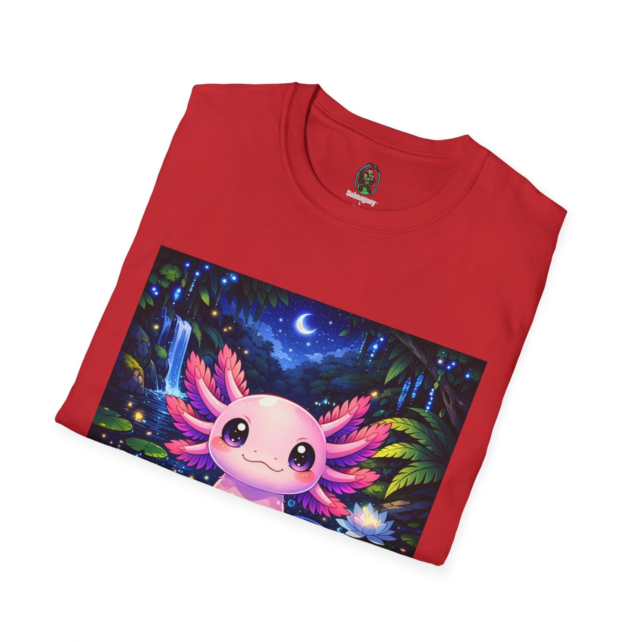 Axolotl Night Pond T-Shirt — Cute Pink Axolotl Art Tee