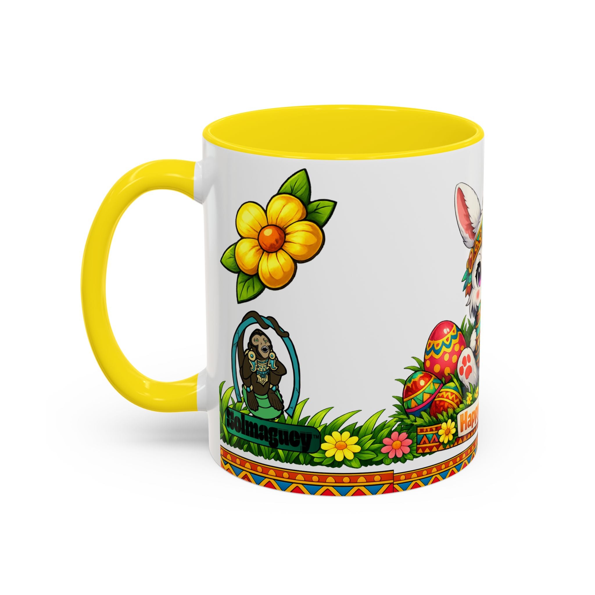 Cute Easter Bunny with Colorful Eggs Mug Accent Coffee Mug