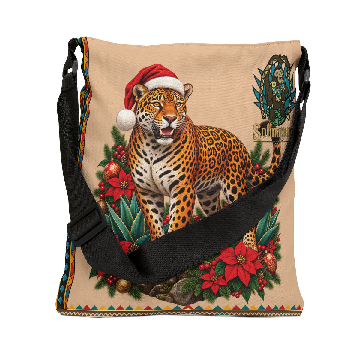Jaguar Navideño™ Christmas Tote Bag | Adjustable Shoulder Bag | Solmaguey™