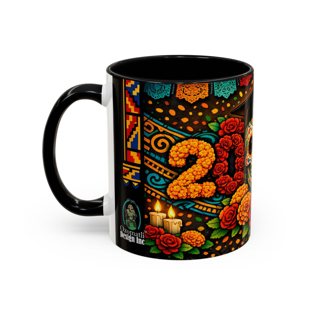 Day of the Dead Graduation Skull Accent Coffee Mug — Class of '26 Cappuccino Cup
