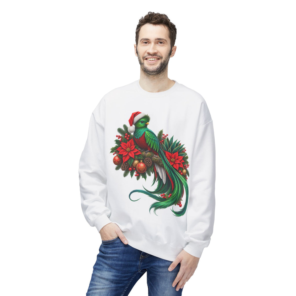 Quetzal Navideño™ Christmas Crewneck Sweatshirt | Festive Quetzal Bird Sweater | Solmaguey™