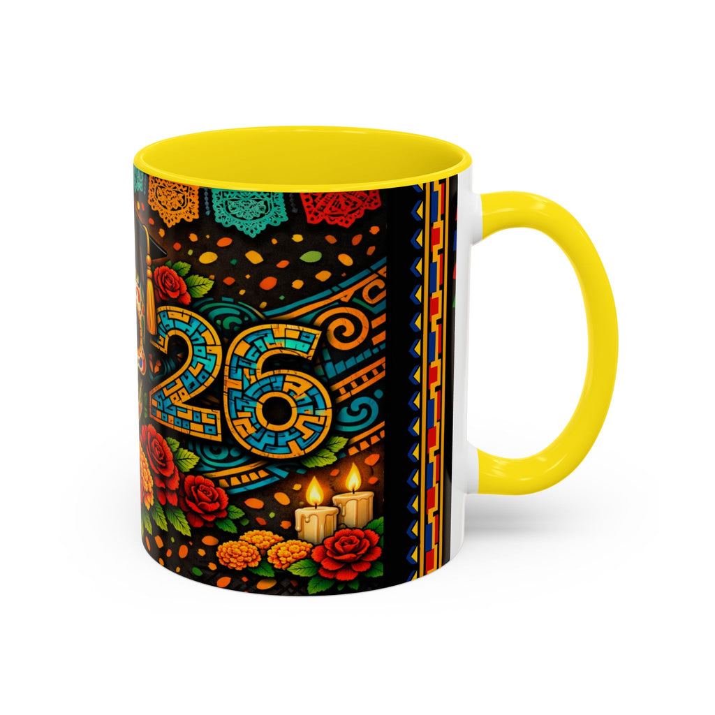 Day of the Dead Graduation Skull Accent Coffee Mug — Class of '26 Cappuccino Cup