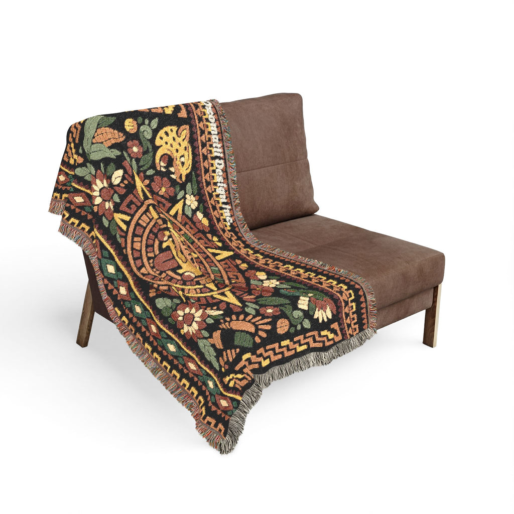 Aztec Sun Mosaic Woven Blanket — Southwestern Tapestry Throw