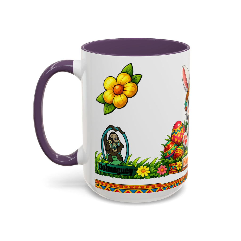 Cute Easter Bunny with Colorful Eggs Mug Accent Coffee Mug