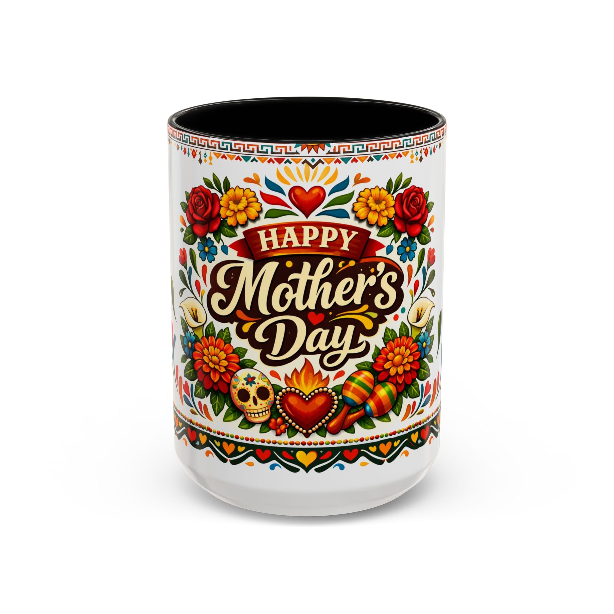 Happy Mother's Day Accent Mug-Colorful Floral Day of the Dead Design (11/15oz)