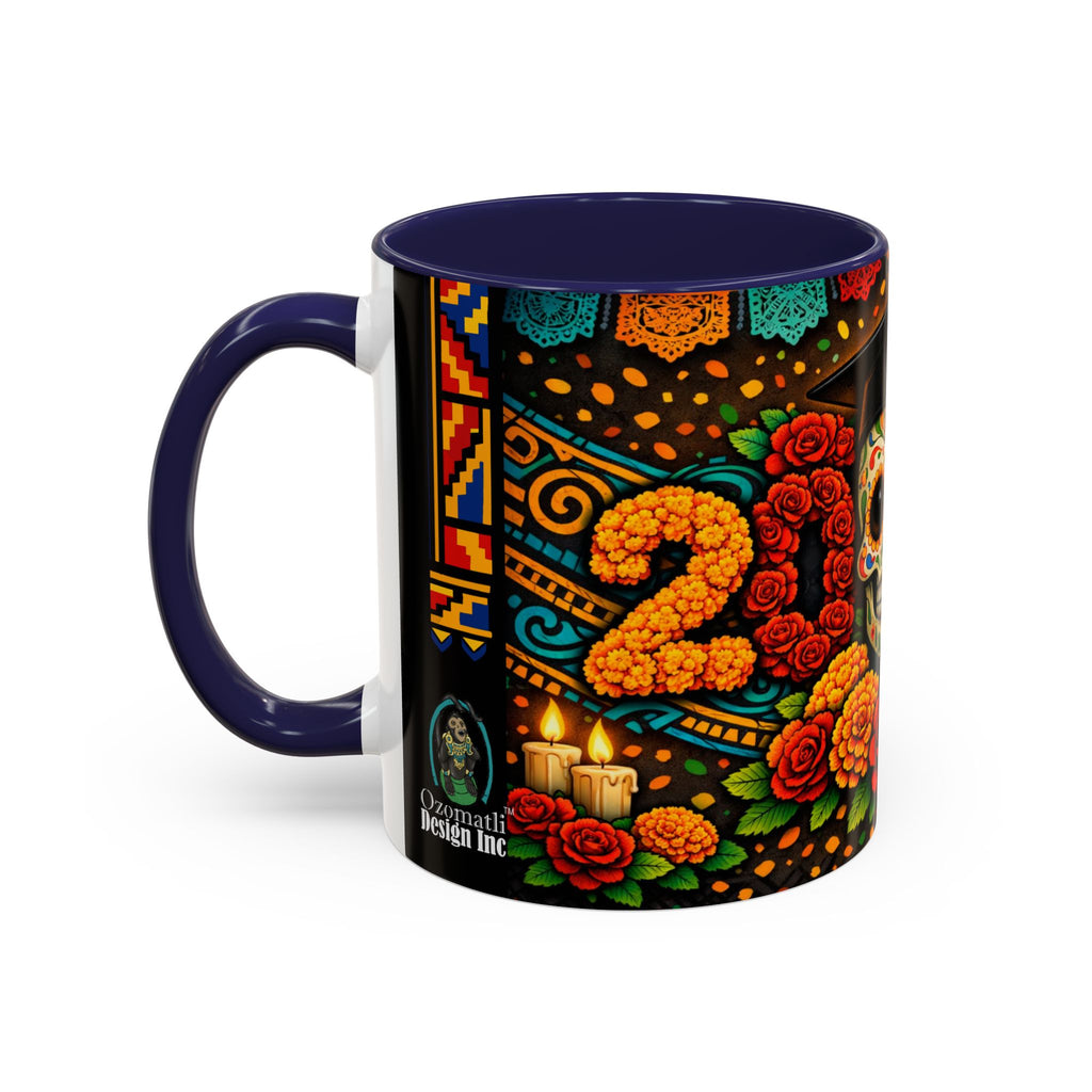 Day of the Dead Graduation Skull Accent Coffee Mug — Class of '26 Cappuccino Cup
