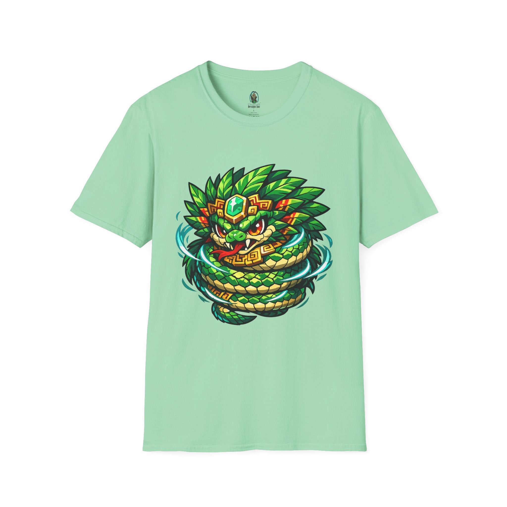 Aztec Feathered Serpent T-Shirt — Vibrant Quetzalcoatl Graphic Tee