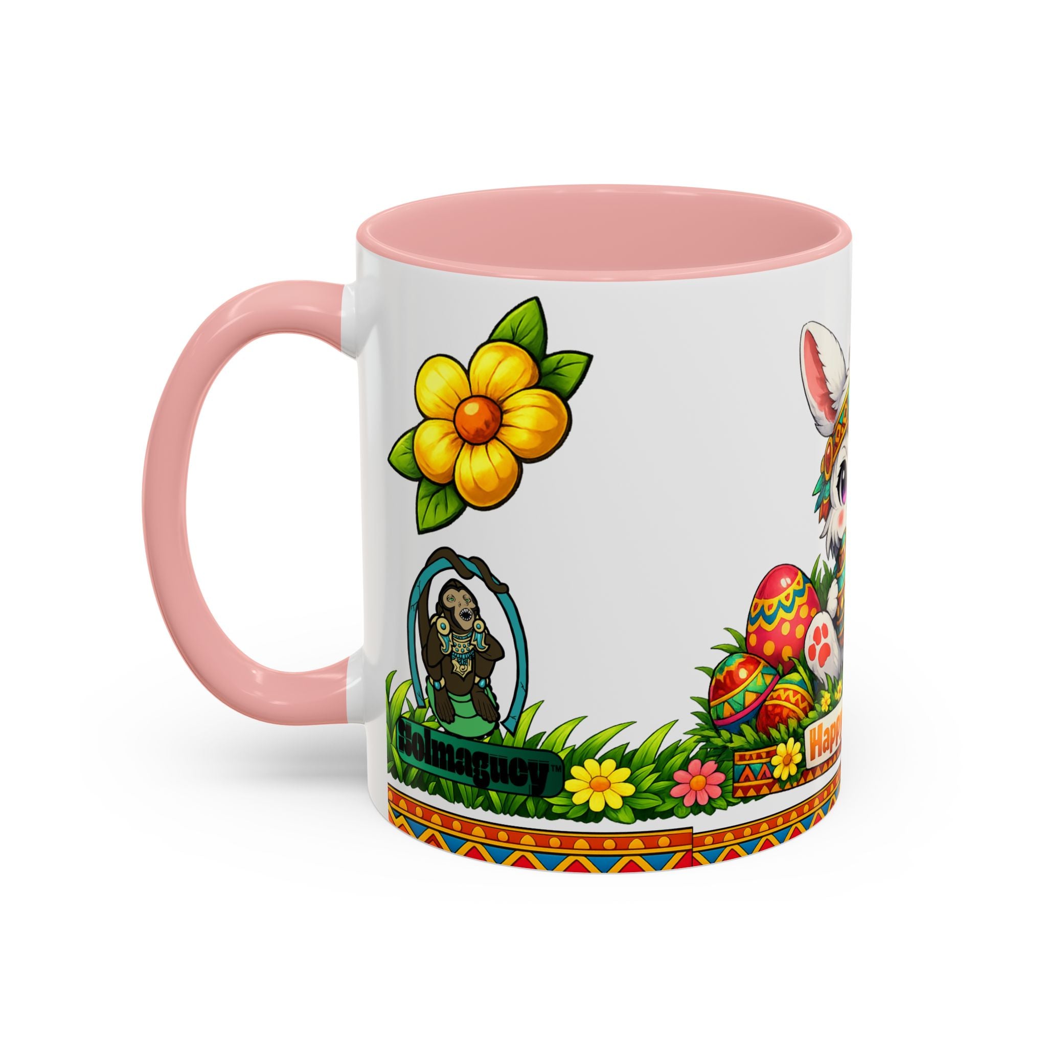 Cute Easter Bunny with Colorful Eggs Mug Accent Coffee Mug