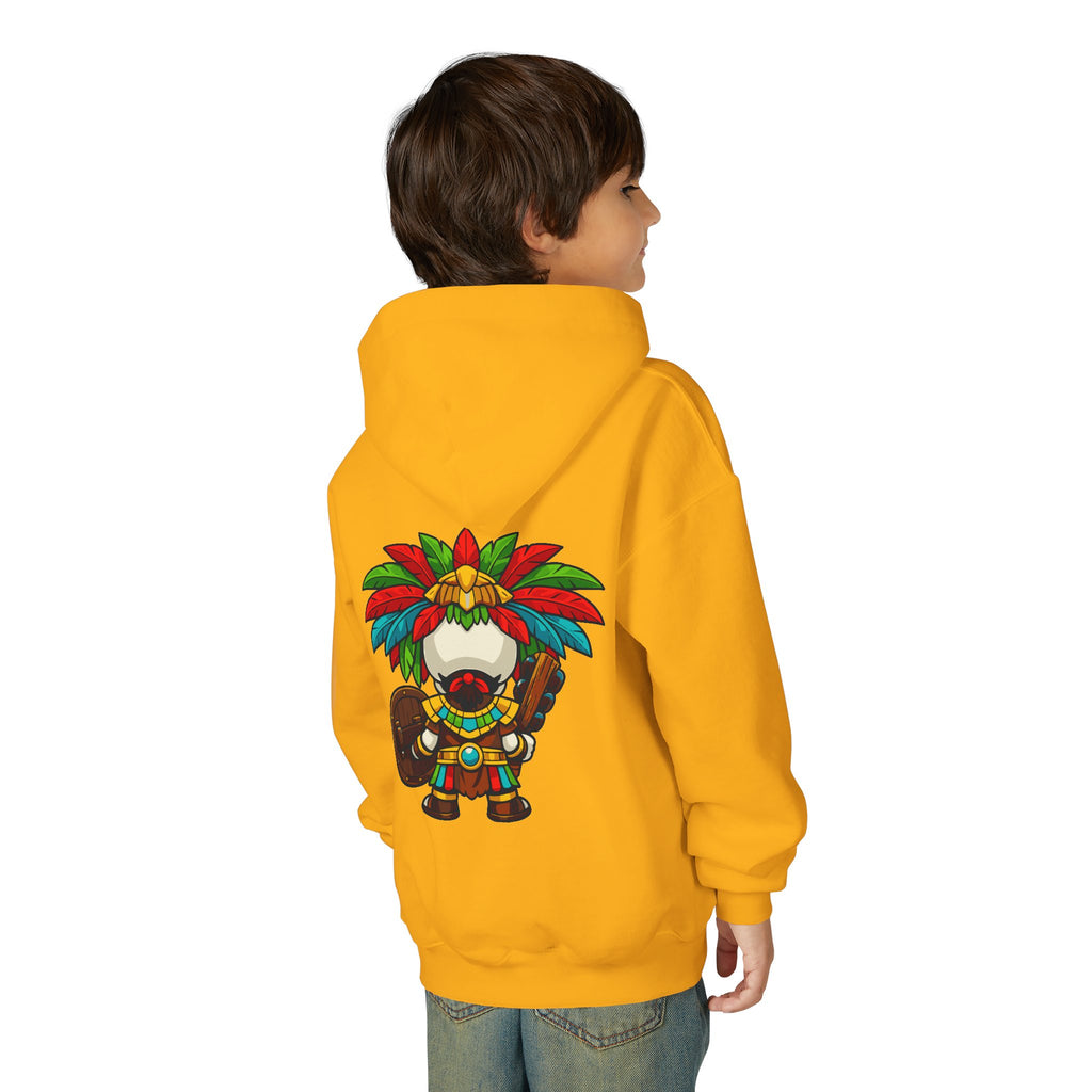 Youth Hoodie — Colorful Aztec Sugar Skull & Warrior Kids Pullover