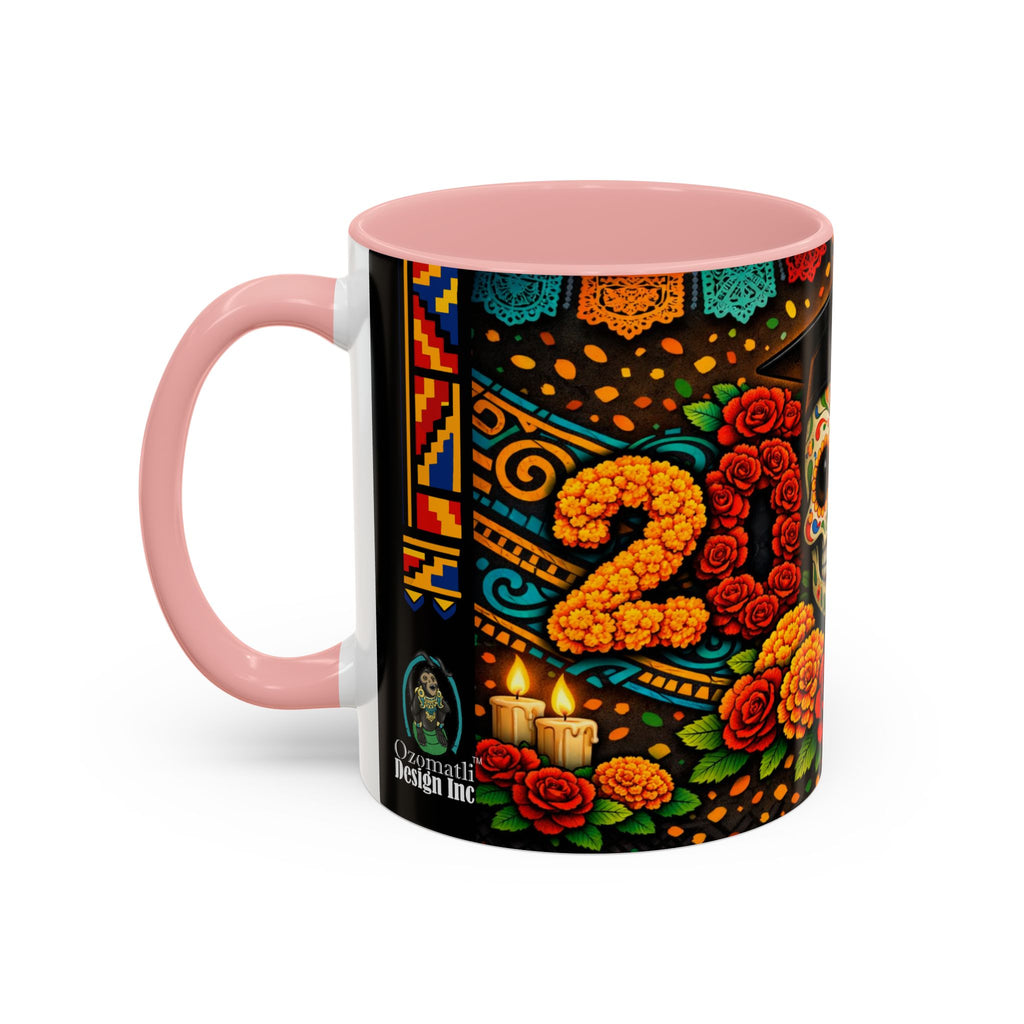 Day of the Dead Graduation Skull Accent Coffee Mug — Class of '26 Cappuccino Cup