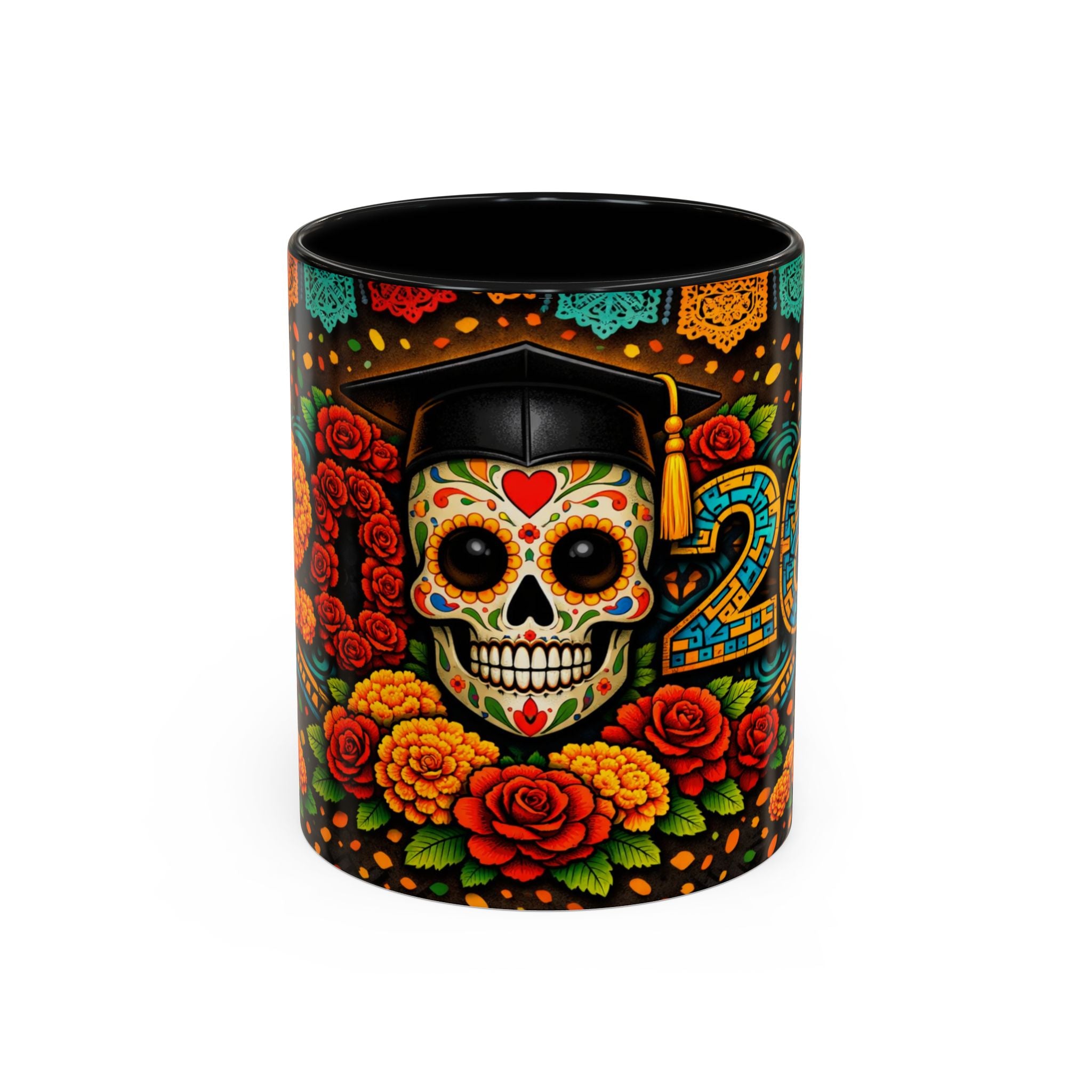 Day of the Dead Graduation Skull Accent Coffee Mug — Class of '26 Cappuccino Cup