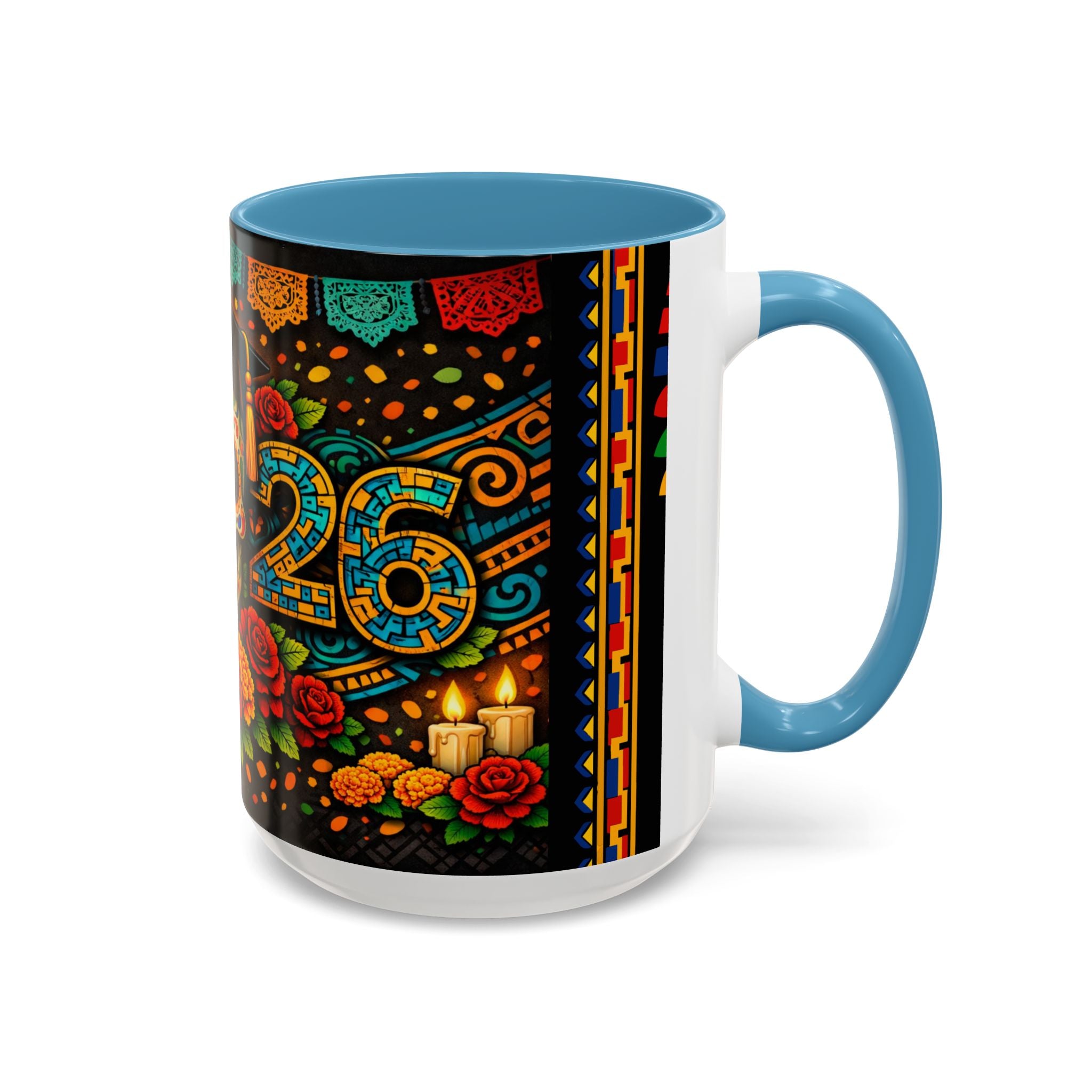 Day of the Dead Graduation Skull Accent Coffee Mug — Class of '26 Cappuccino Cup