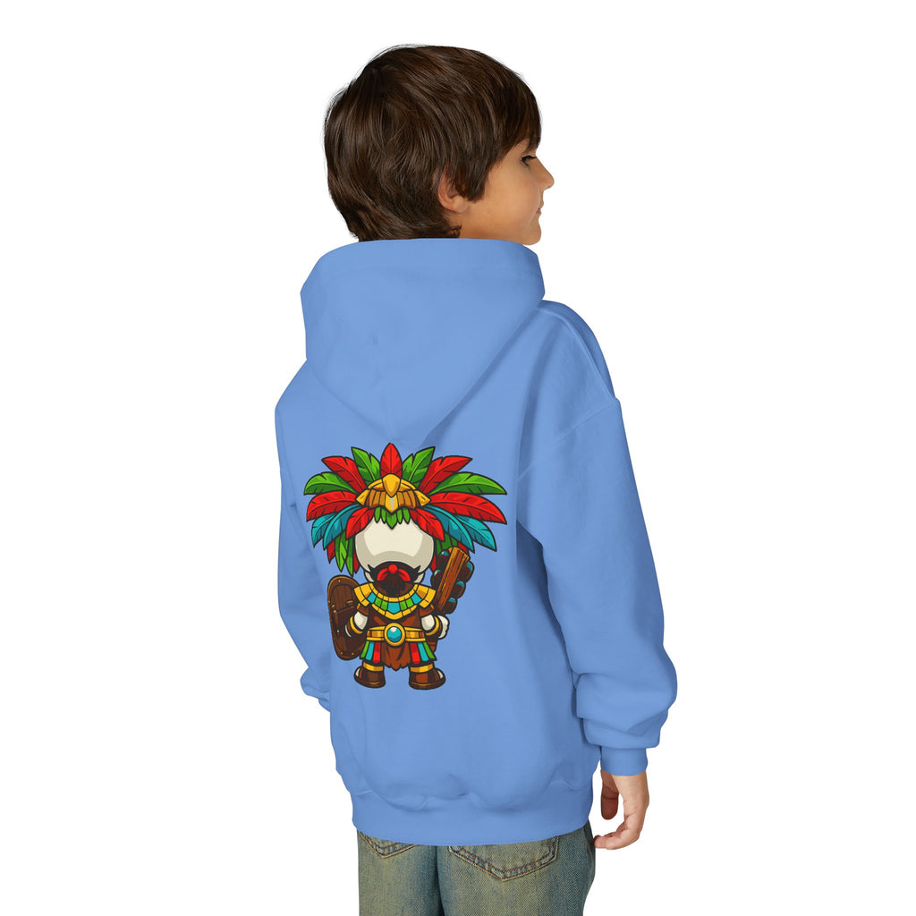 Youth Hoodie — Colorful Aztec Sugar Skull & Warrior Kids Pullover