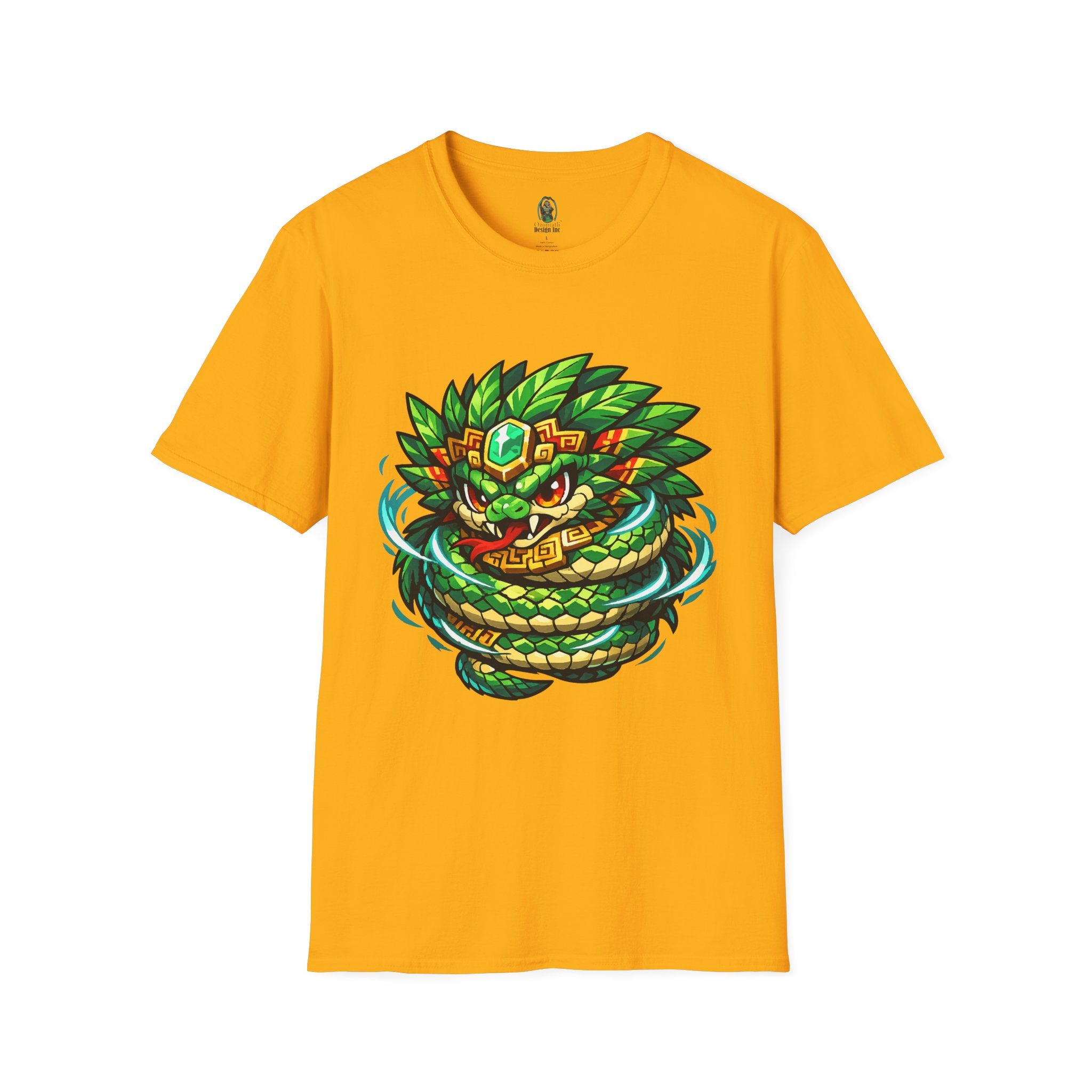 Aztec Feathered Serpent T-Shirt — Vibrant Quetzalcoatl Graphic Tee