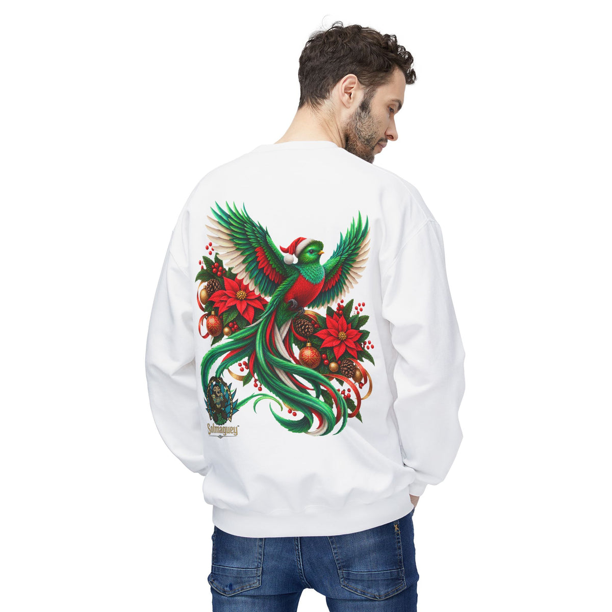 Quetzal Navideño™ Christmas Crewneck Sweatshirt | Festive Quetzal Bird Sweater | Solmaguey™