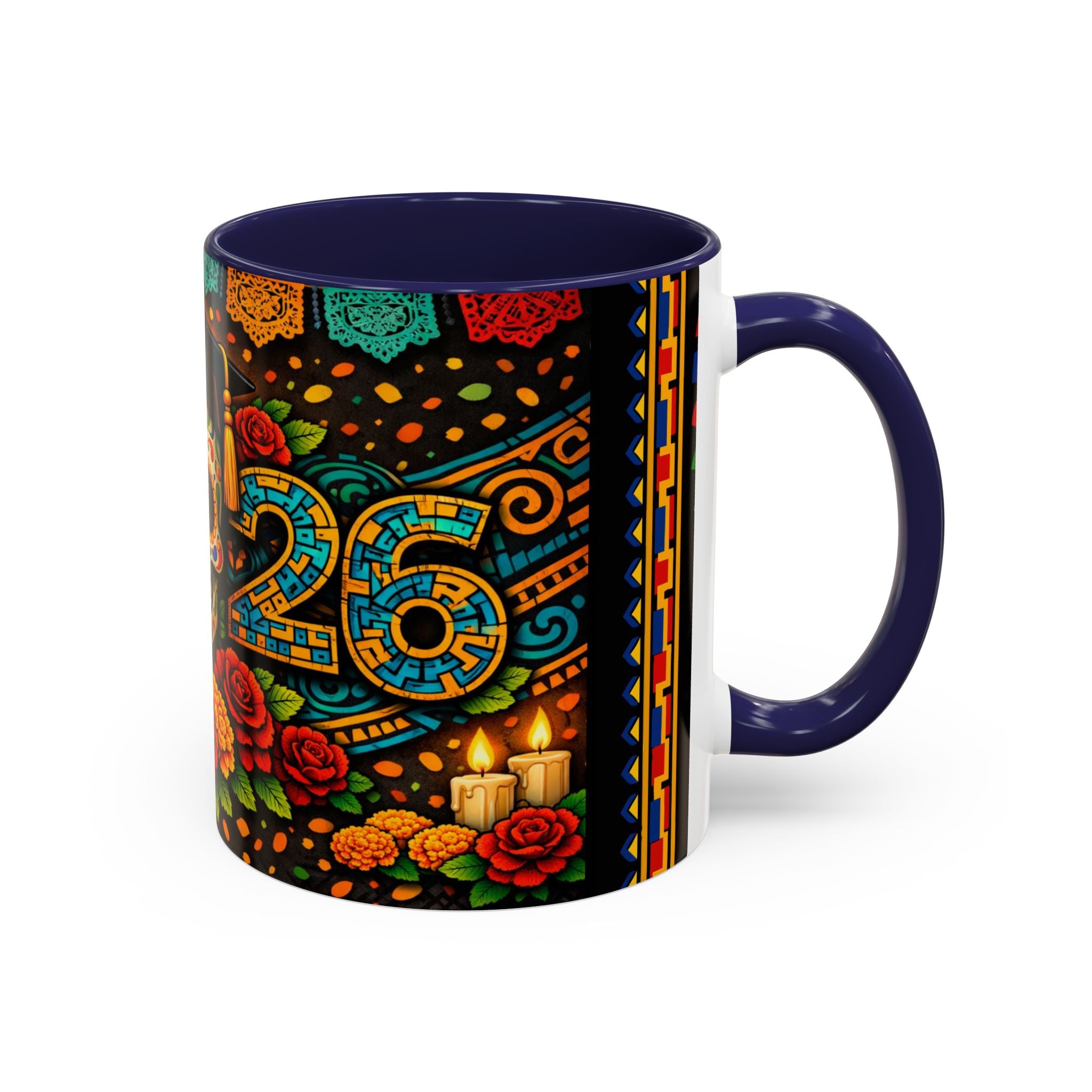 Day of the Dead Graduation Skull Accent Coffee Mug — Class of '26 Cappuccino Cup
