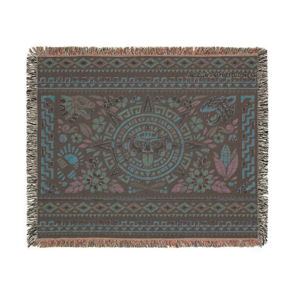 Aztec Sun Mosaic Woven Blanket — Southwestern Tapestry Throw