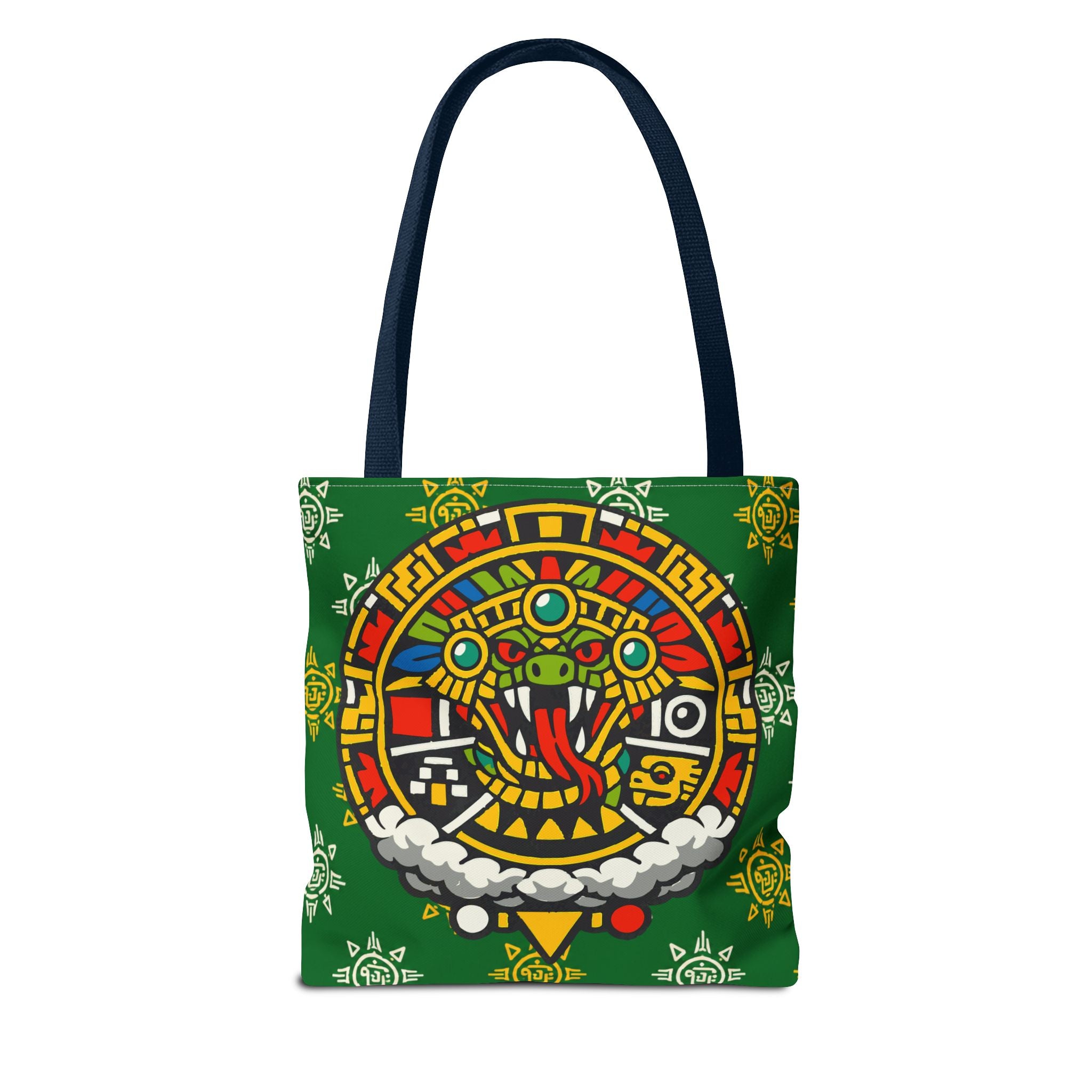 Quetzalcoatl Rising Tote Bag — Aztec Feathered Serpent All-Over Print